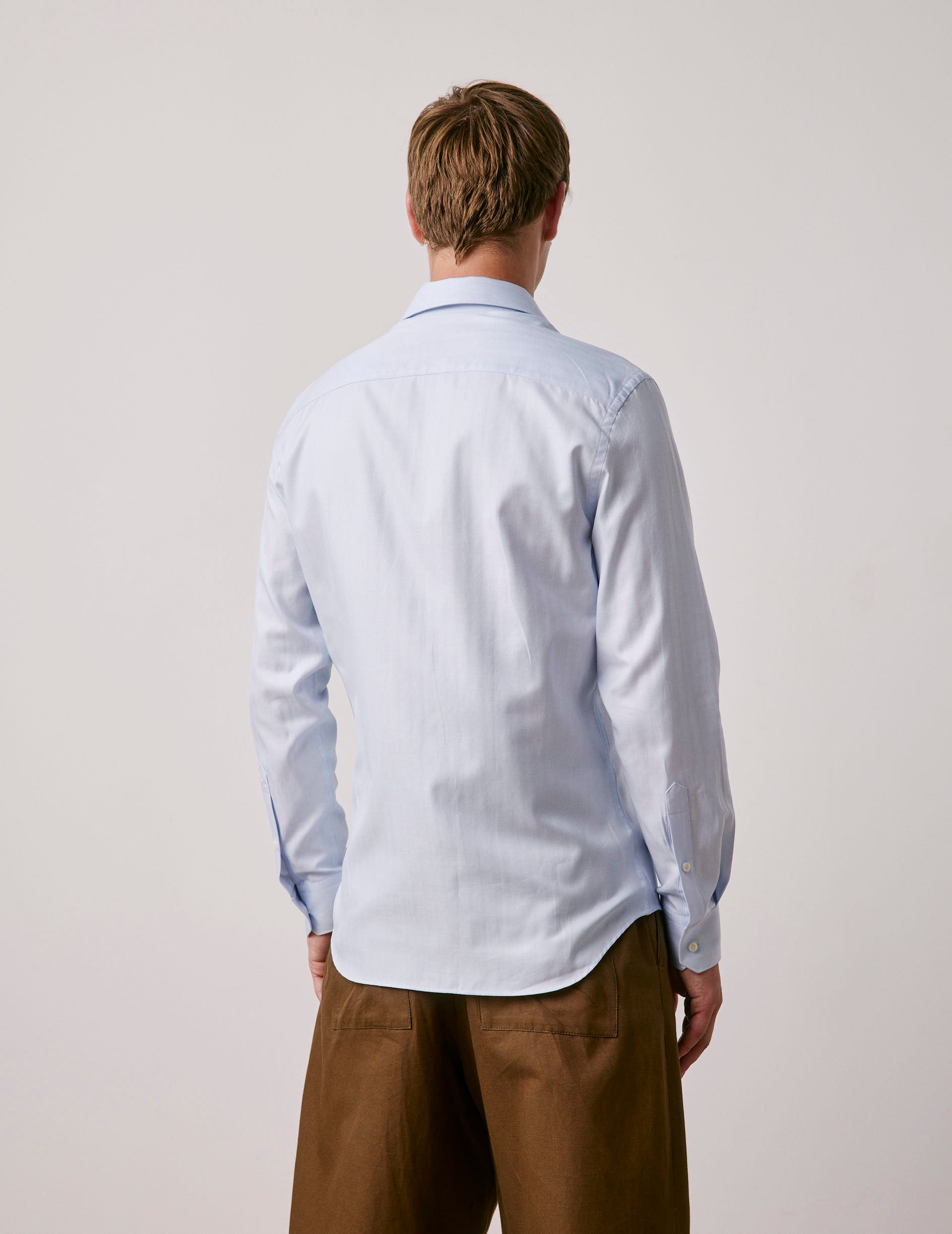 Light blue fitted shirt - Chevron - Figaret Collar