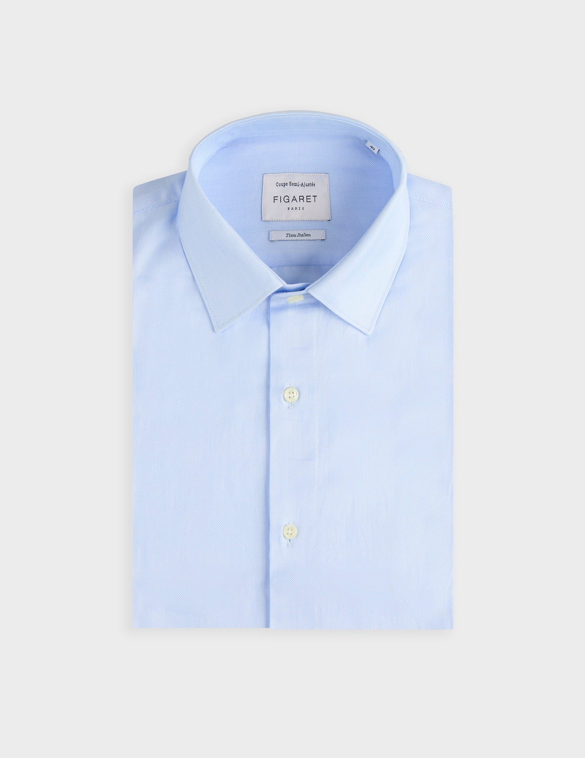 Semi-fitted light blue shirt - Chevron - Figaret Collar