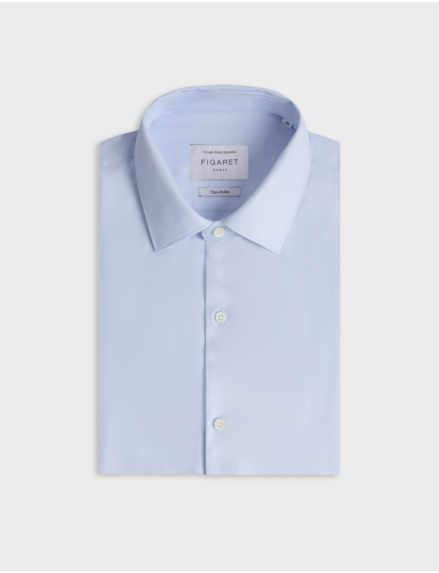 Semi-fitted light blue shirt - Chevron - Figaret Collar