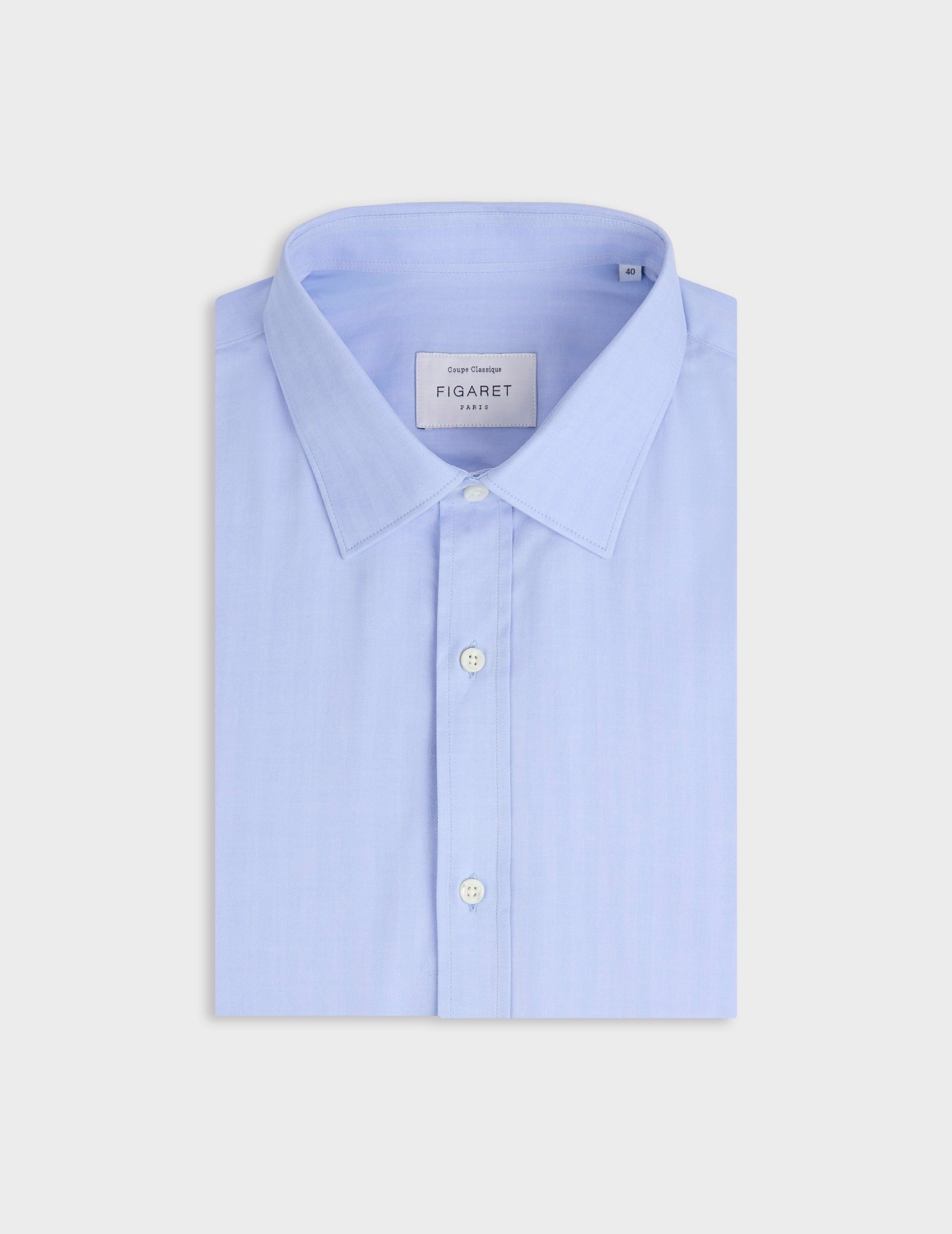 Classic blue shirt - Chevron - Figaret Collar