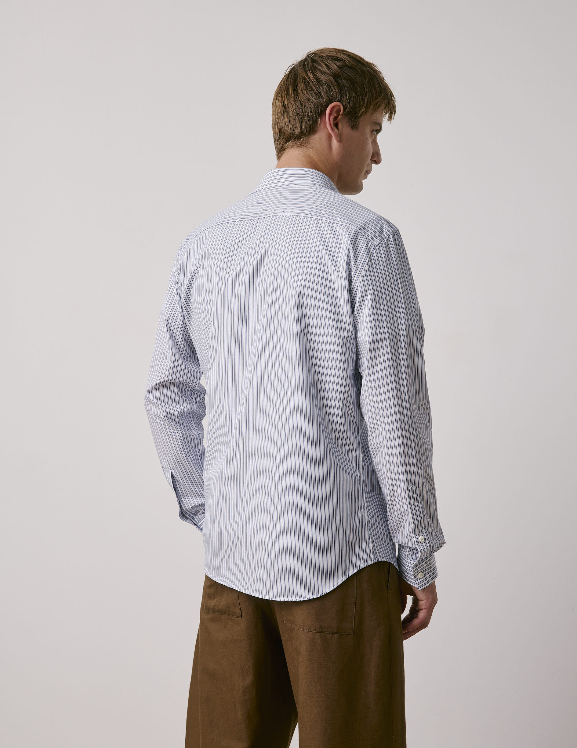 Fitted blue striped shirt - Poplin - END Collar