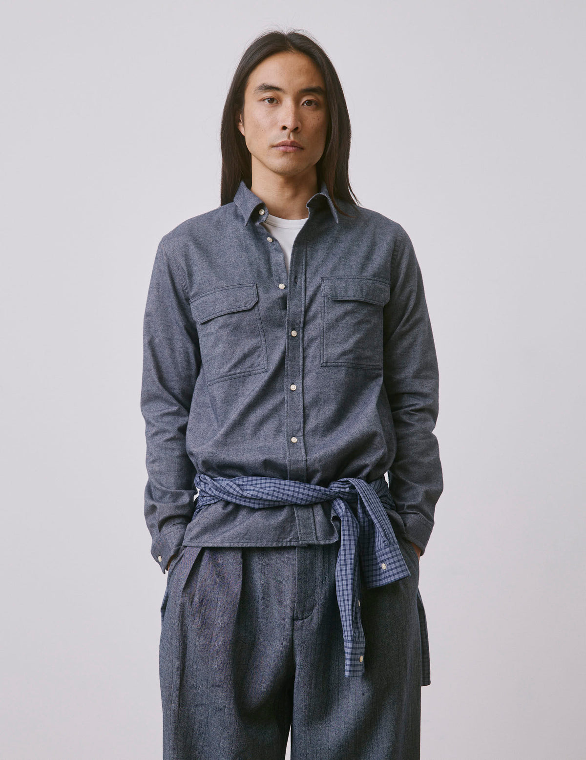 Grey flannel Florian shirt - Flannel - French Collar