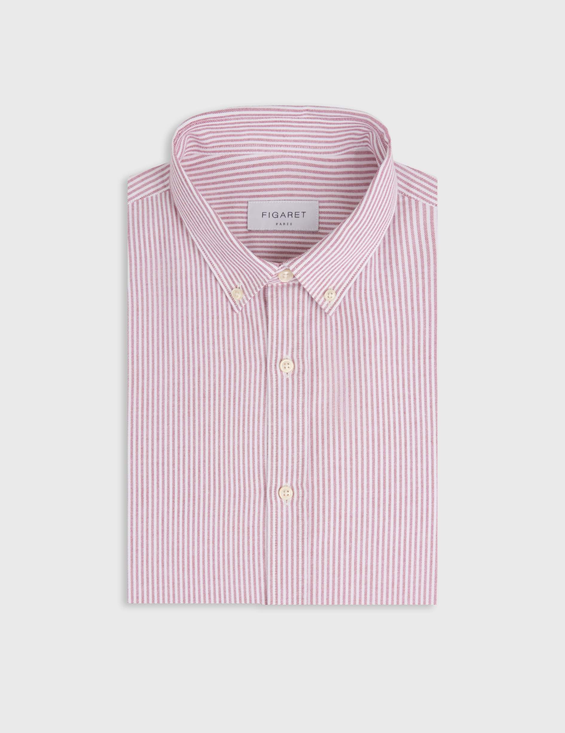 Red striped Gaspard shirt - Oxford - American Collar