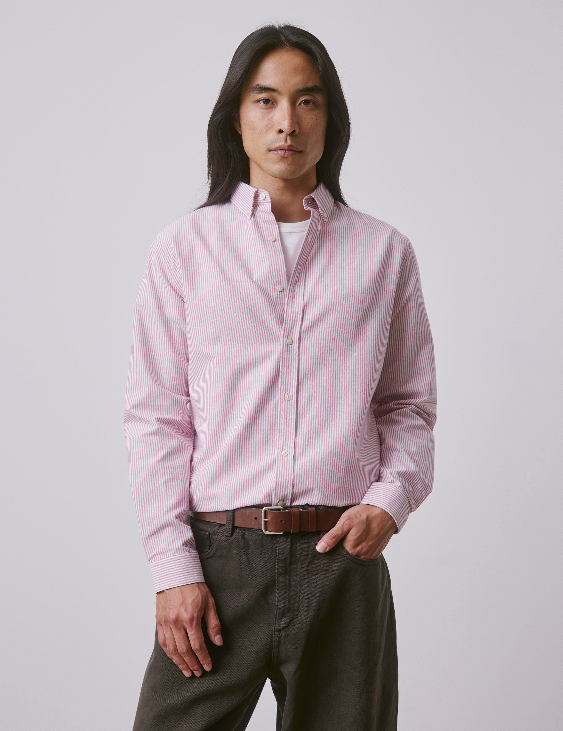 Red striped Gaspard shirt - Oxford - American Collar