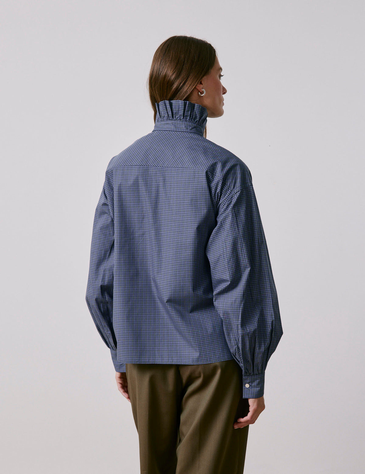 Blue check Greta shirt - Poplin - Victorian Collar