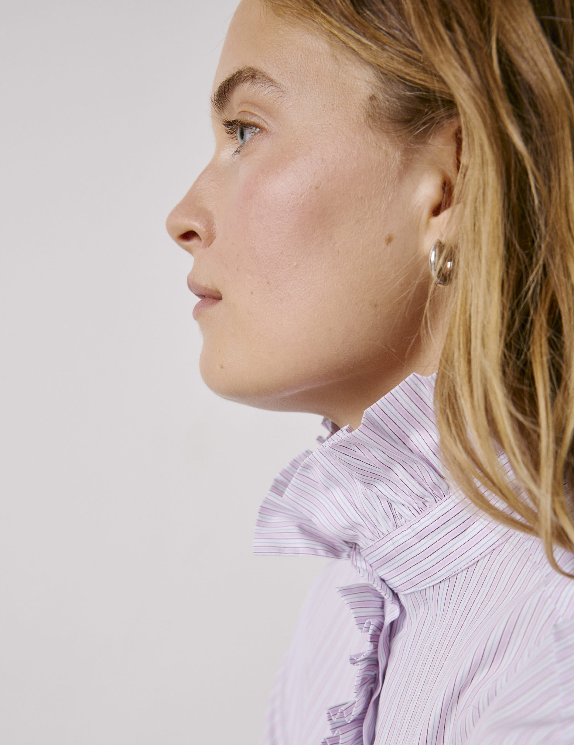 Pink striped Greta shirt - Poplin - Victorian Collar