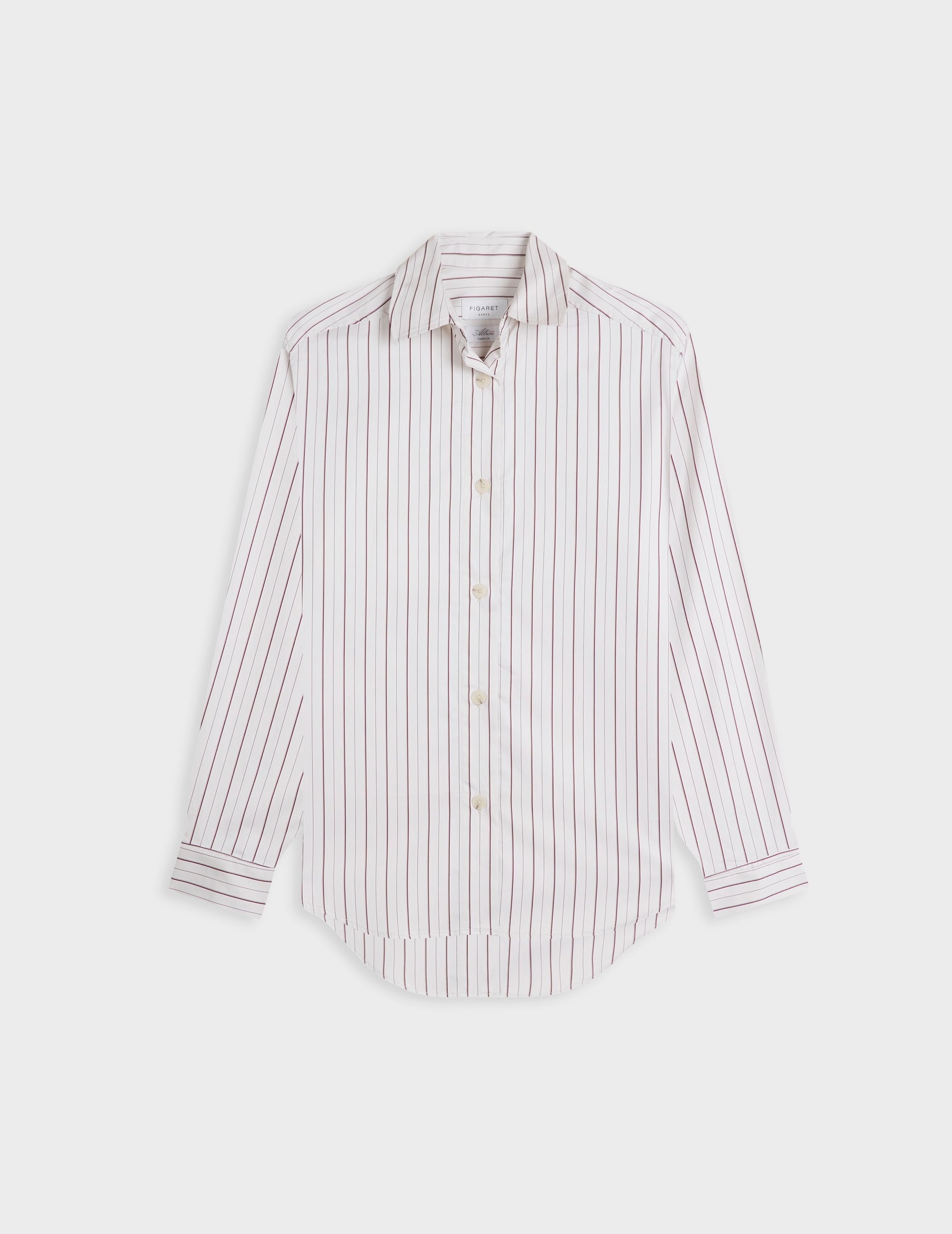 Burgundy striped Hannah shirt - Satin - Shirt Collar - Musketeers Cuffs