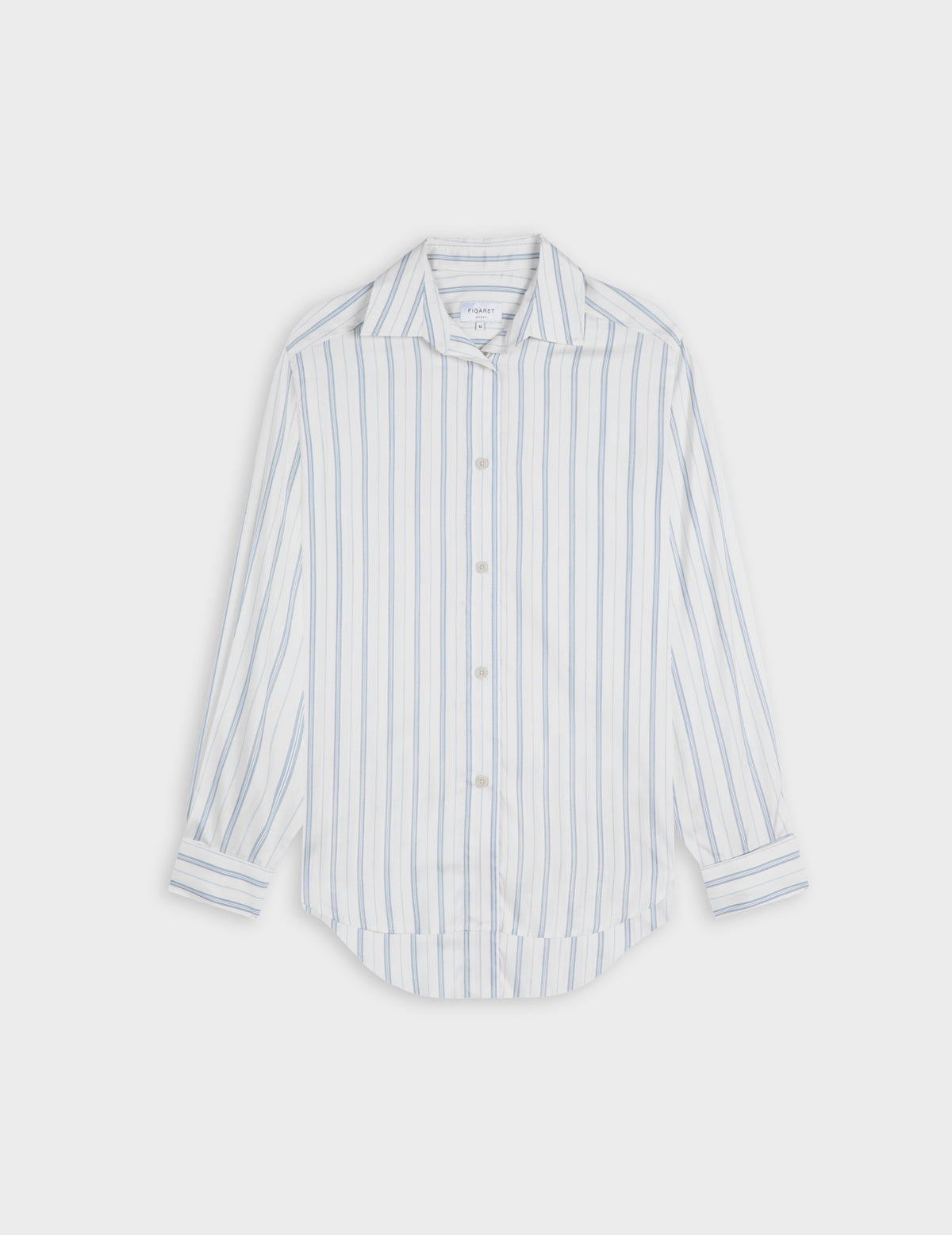 Light blue striped Hannah shirt - Silk - Shirt Collar - Musketeers Cuffs