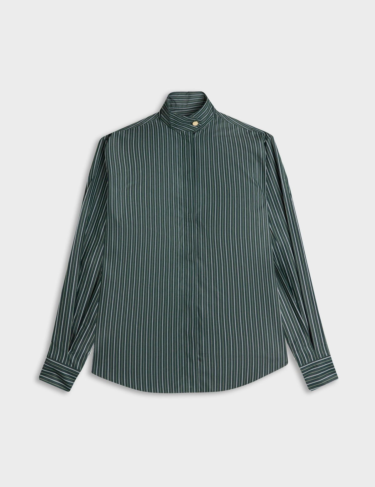 Green striped lyocell Innaée shirt - Poplin - Right amount tip Collar