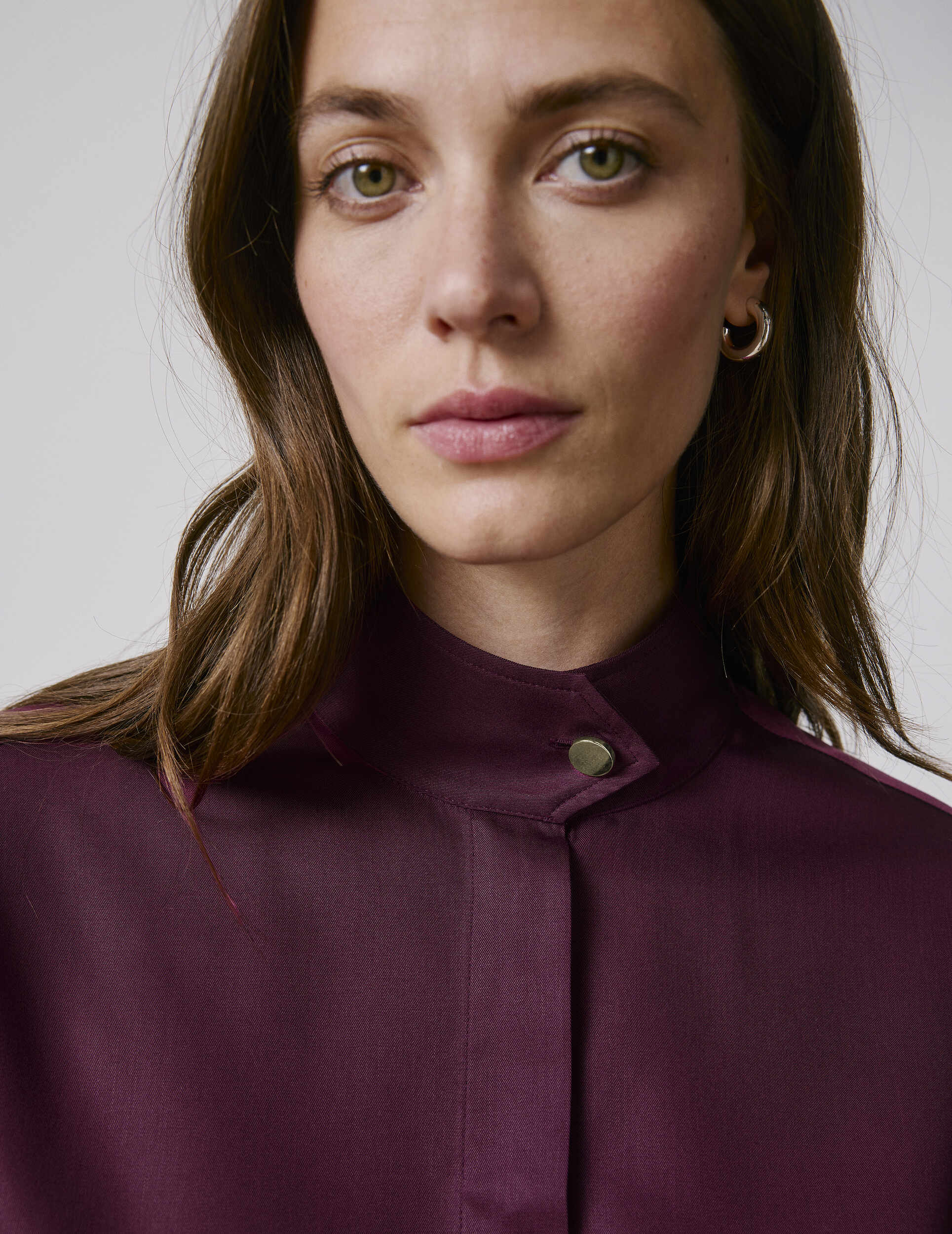Burgundy lyocell Innaée shirt - Lyocell - Right amount tip Collar