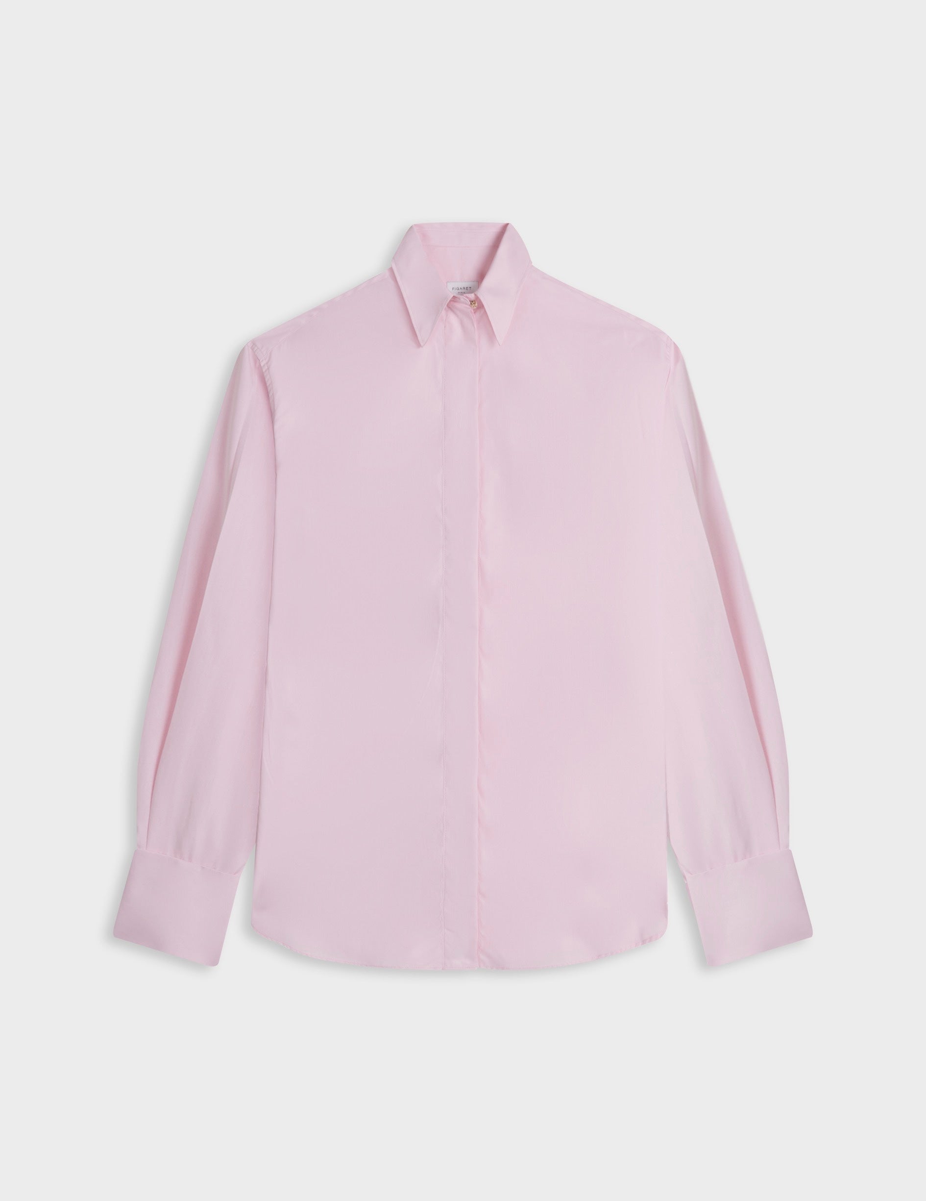 Light pink hidden placket Irisa shirt - Poplin - Long Collar - Musketeers Cuffs