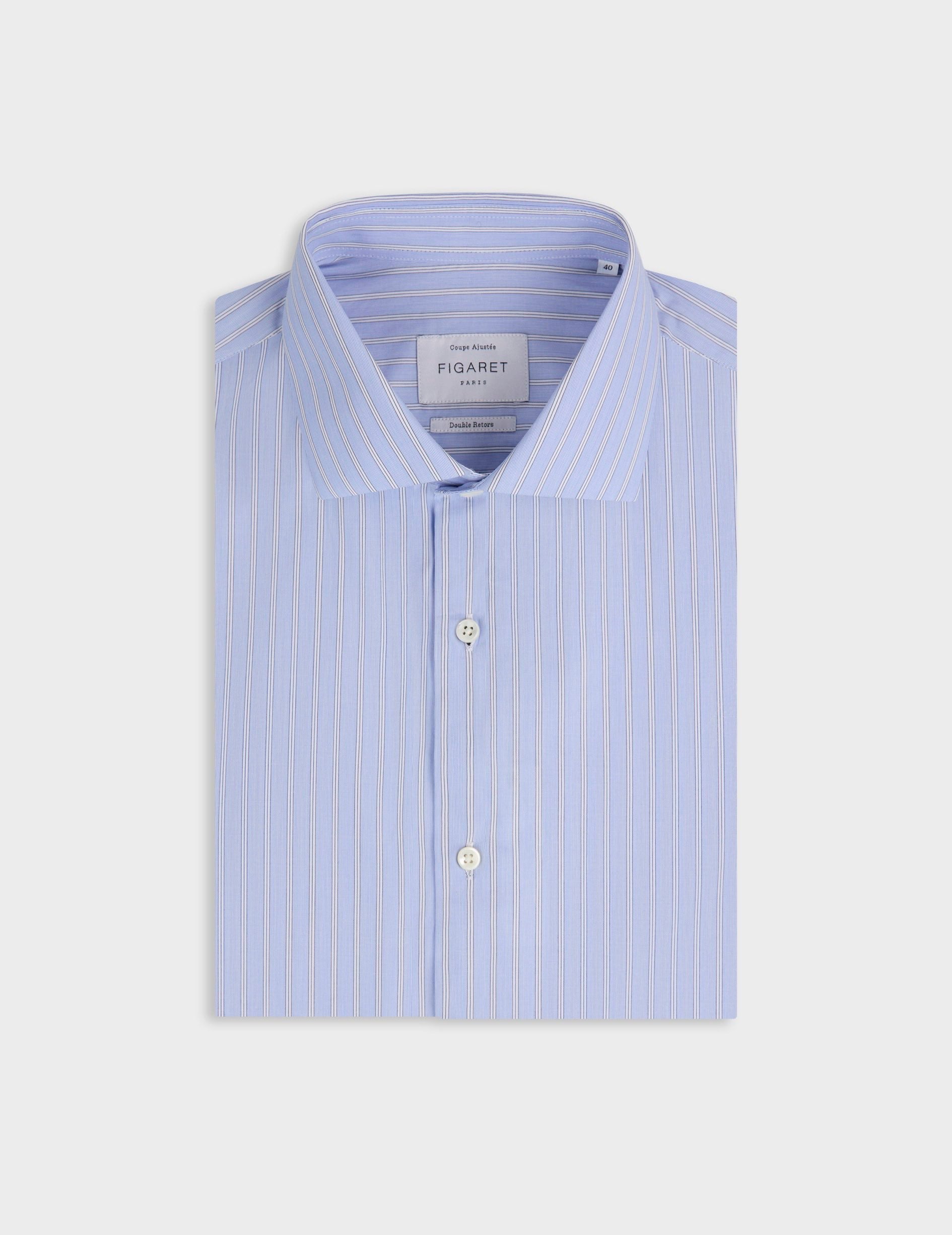 Fitted blue striped shirt - Poplin - Italian Collar