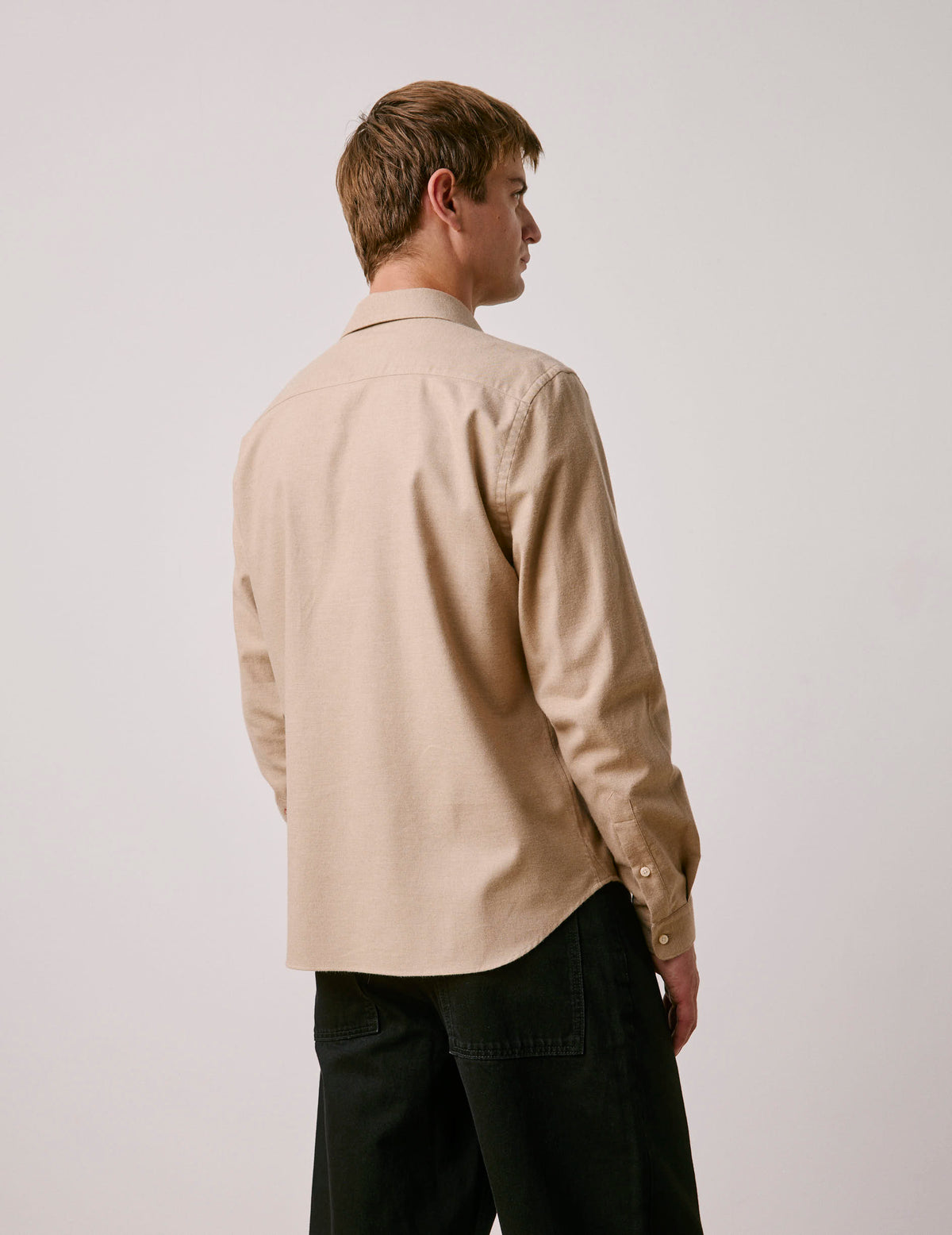 Unisex beige cotton and cashmere “Je t’aime” shirt - Flannel - Figaret Collar