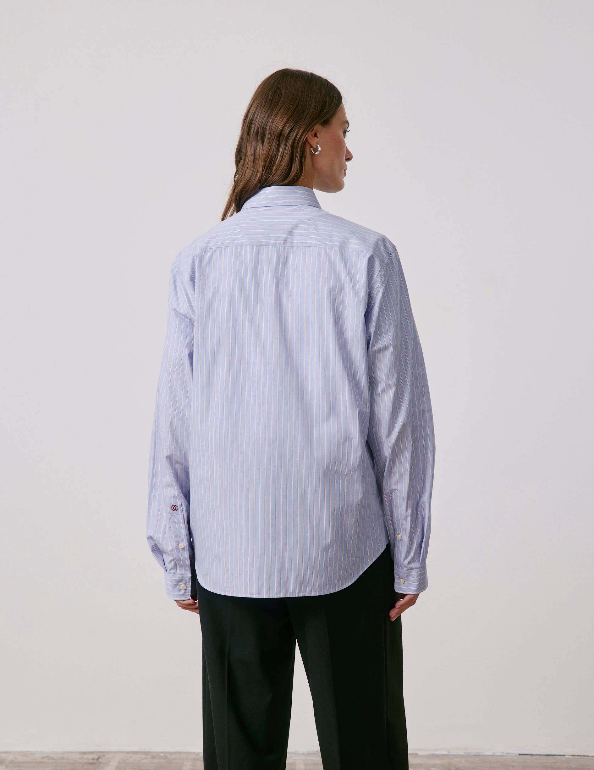 Unisex red striped “Je t’aime” shirt - Poplin - Figaret Collar