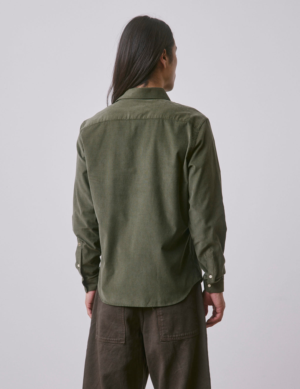 Unisex khaki velvet “Je t’aime” shirt - Velvet - Figaret Collar