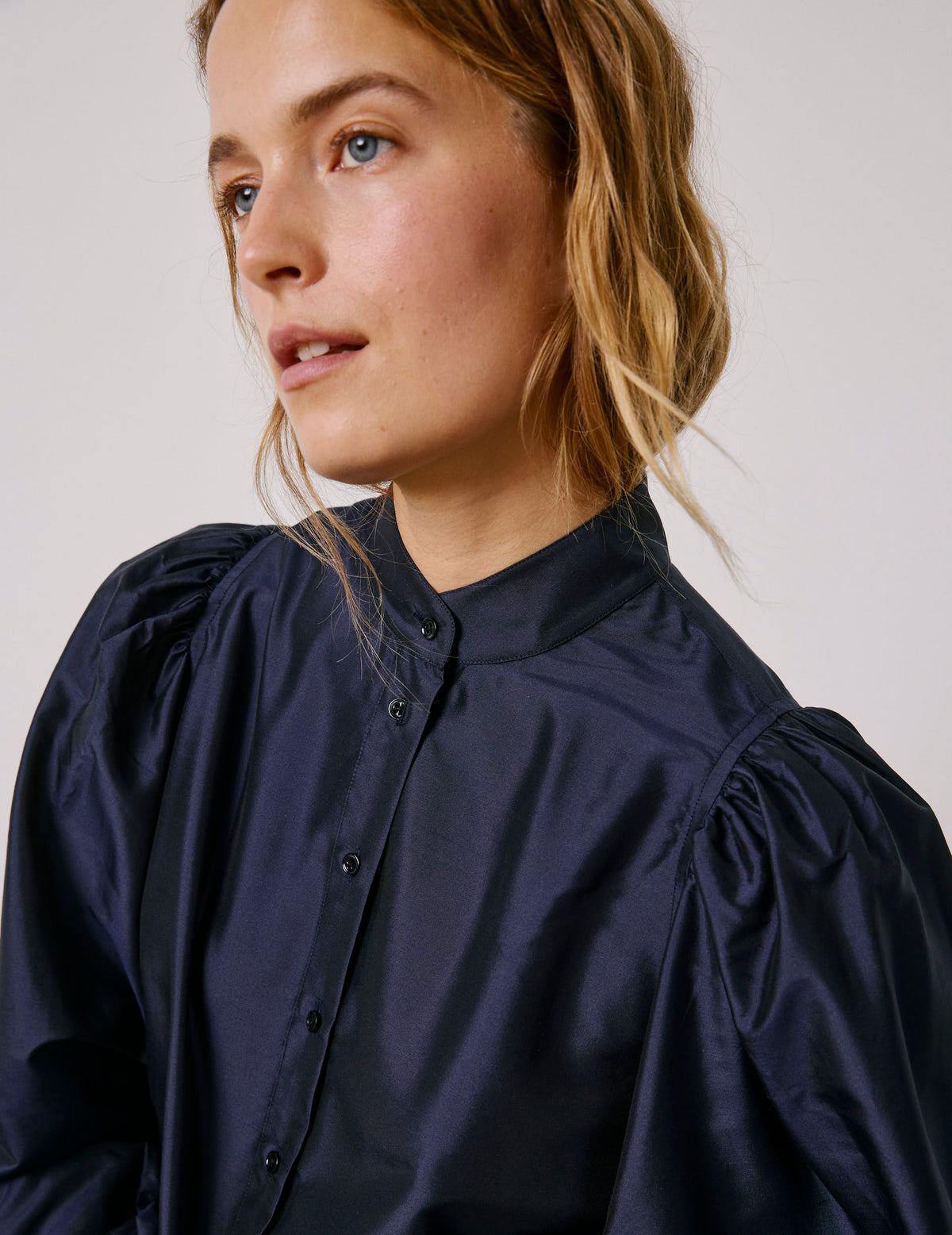 Blue Lanaée shirt - Silk - Officer Collar