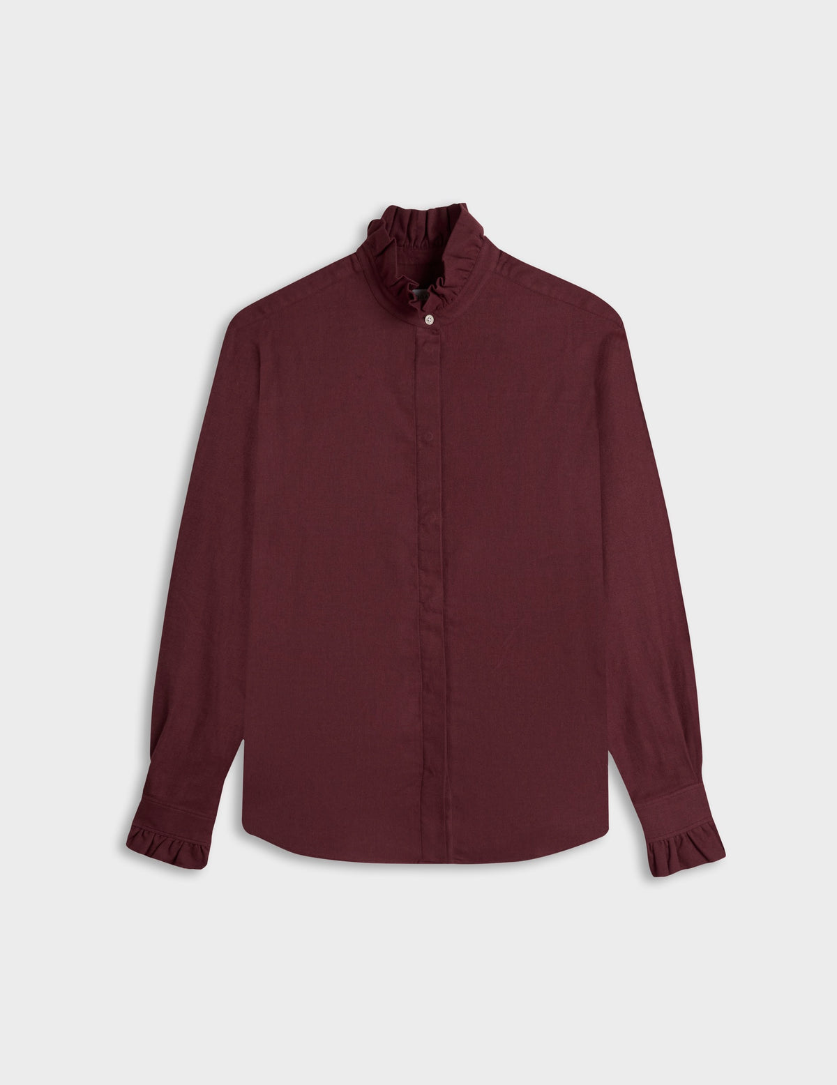 Burgundy flannel Laurine shirt - Flannel - Victorian Collar