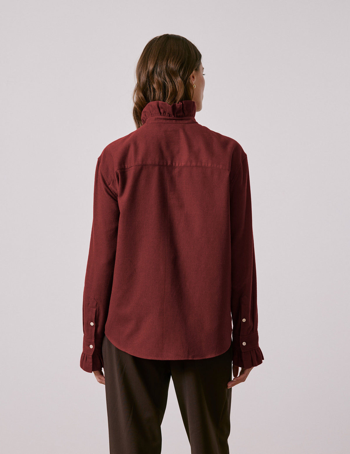 Burgundy flannel Laurine shirt - Flannel - Victorian Collar
