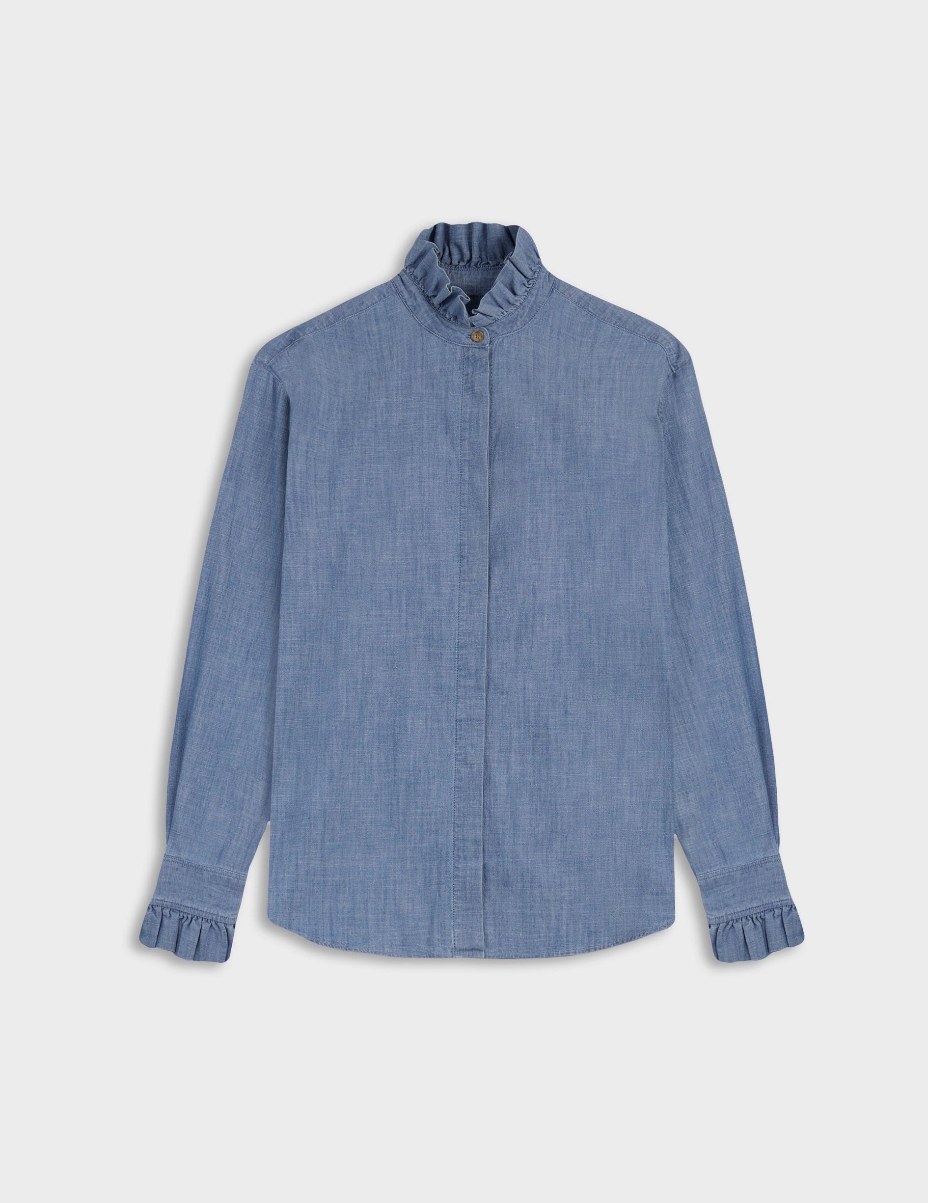 Blue denim Laurine shirt - Denim - Victorian Collar