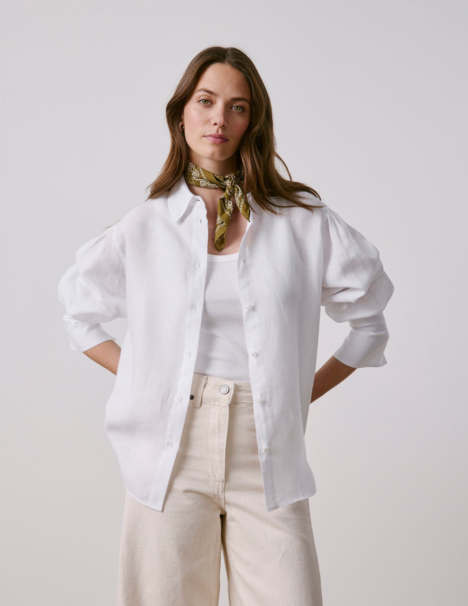 White linen Lexie shirt - Linen - Shirt Collar