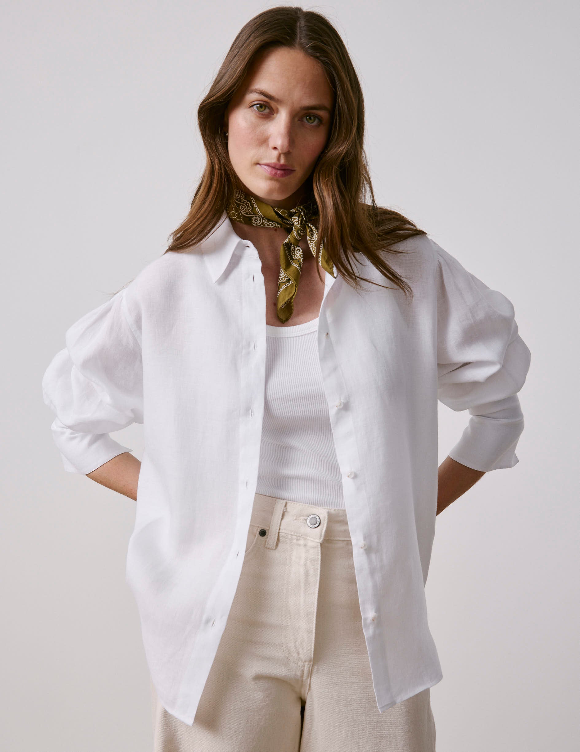 White linen Lexie shirt - Linen - Shirt Collar