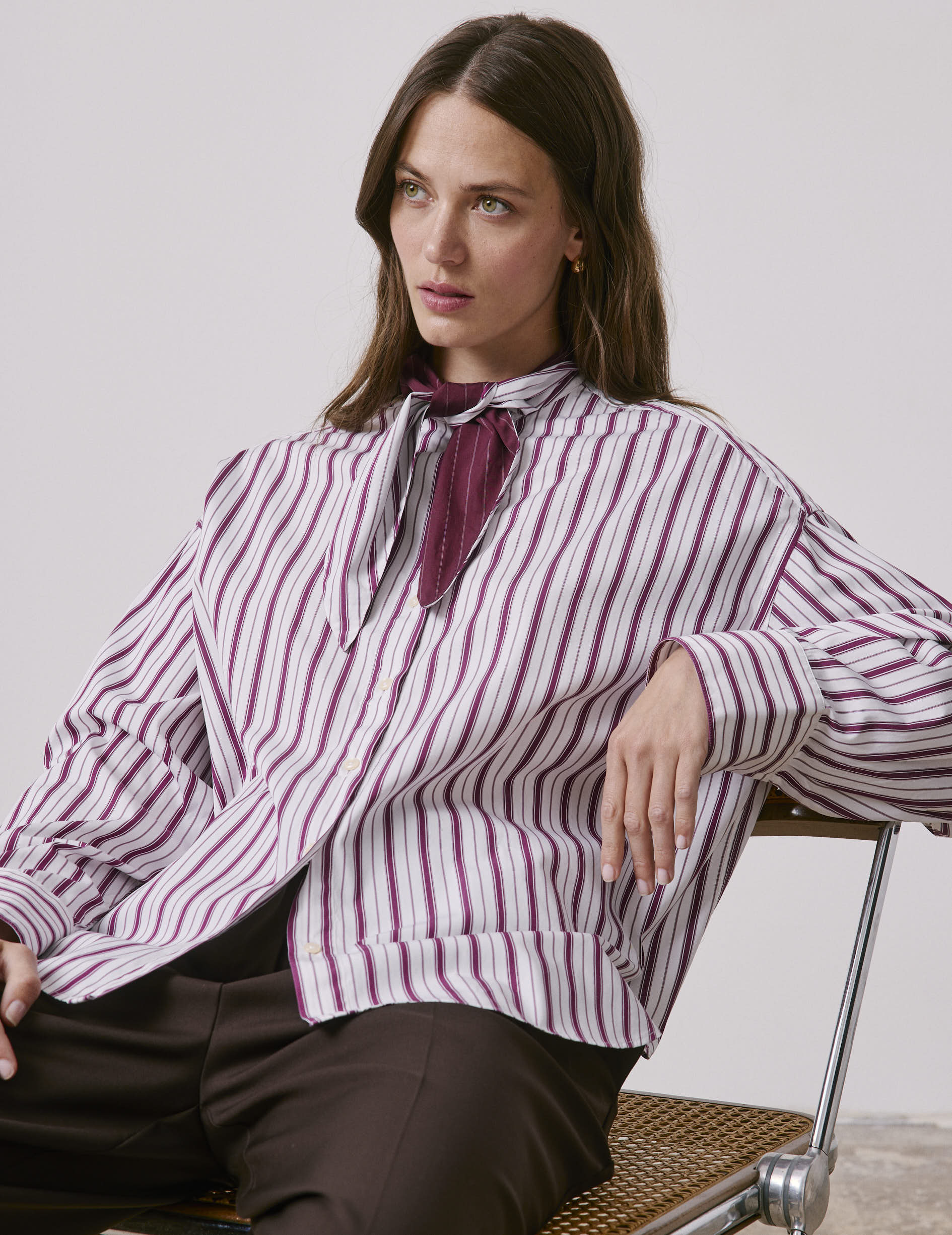 burgundy striped dress shirt Margaux Size:10 Years (138 CM) collection_must_haves Black Bridesmaid Dress Matte pearl buttons REF