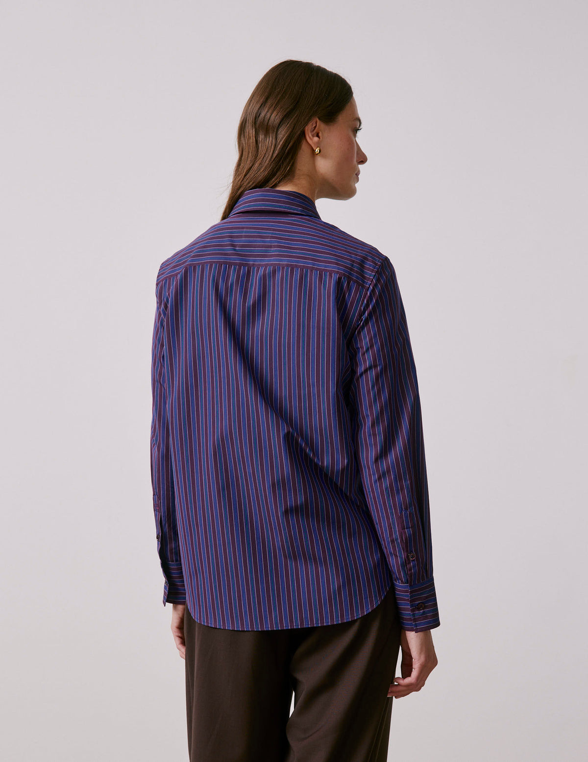 Purple striped Marion shirt - Poplin - Shirt Collar