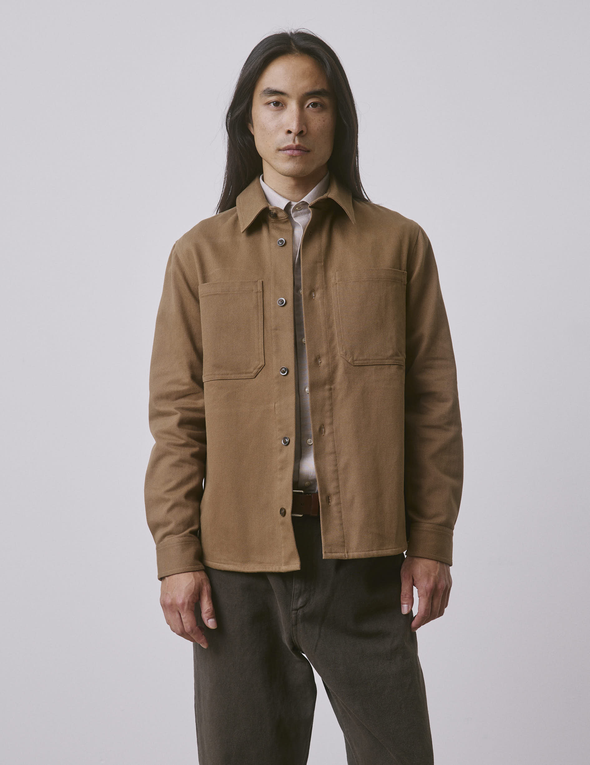 Camel Milan overshirt - Twill - Shirt Collar
