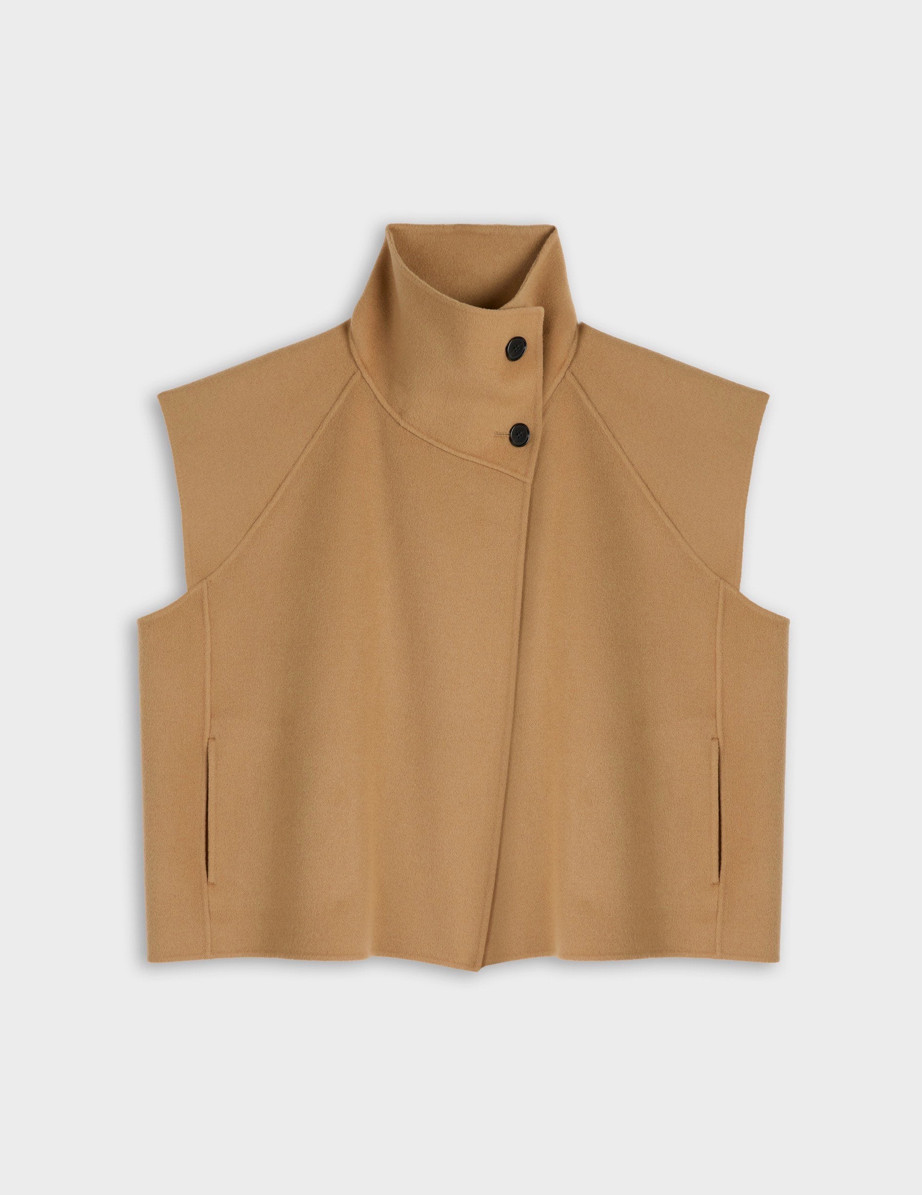 Beige merino wool sleeveless vest