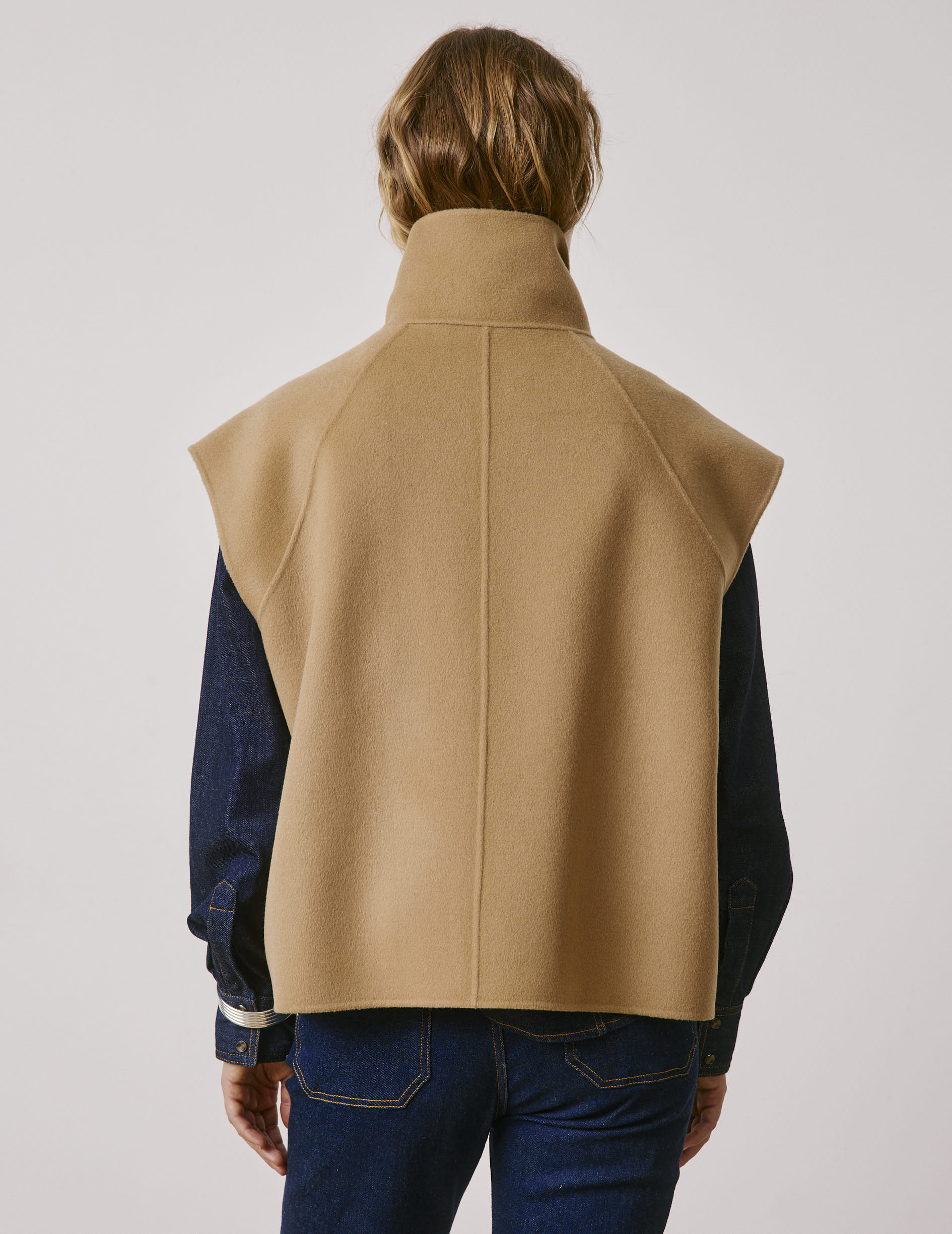 Beige merino wool sleeveless vest