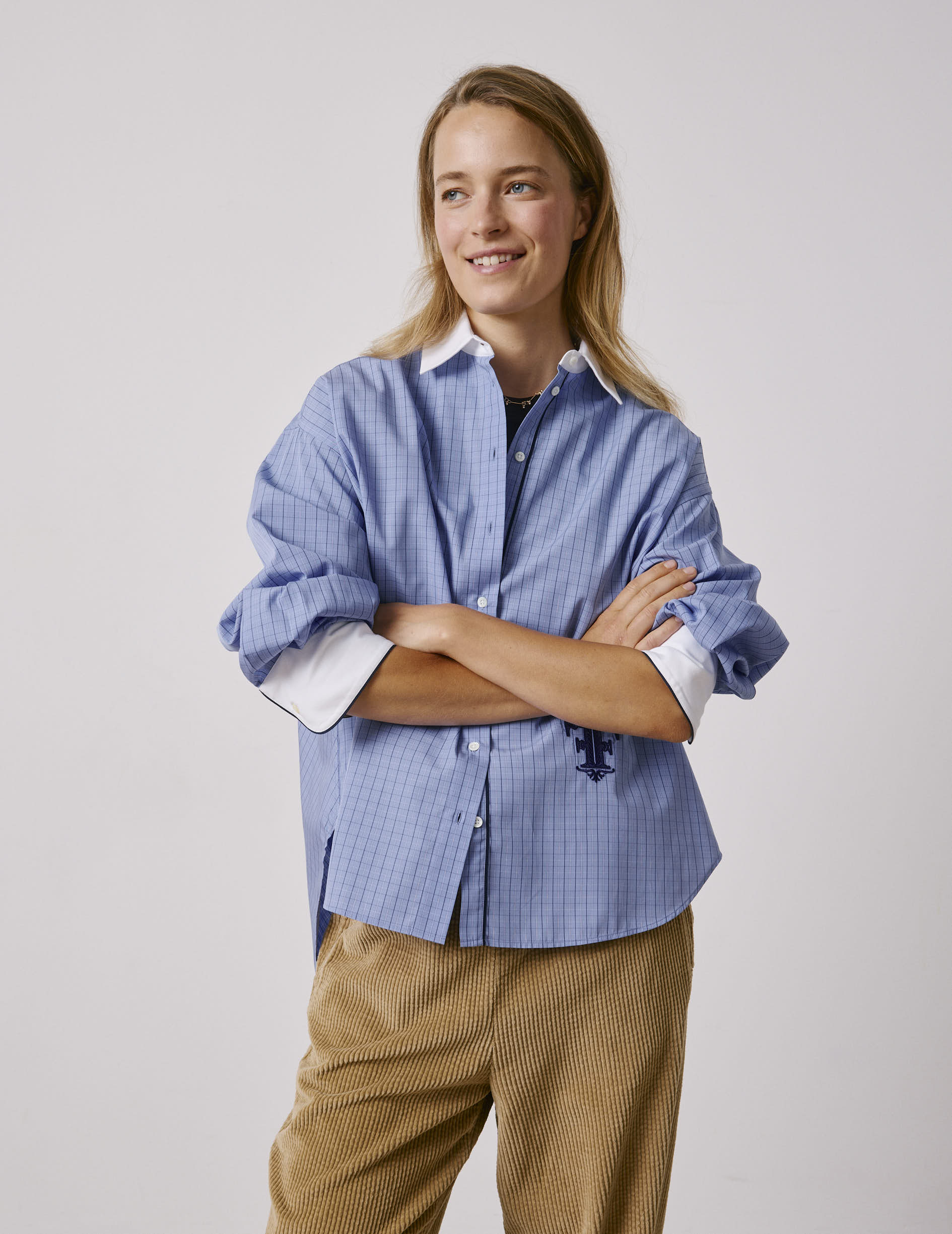 Blue check Nolita shirt - Poplin - Shirt Collar