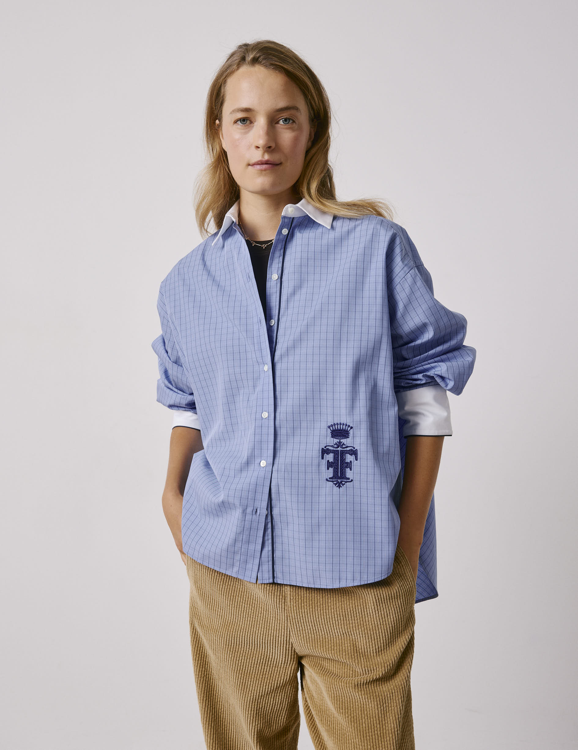 Blue check Nolita shirt - Poplin - Shirt Collar
