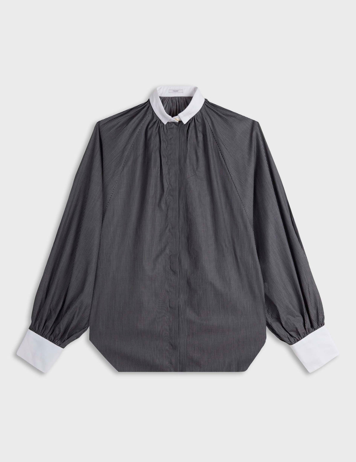 Black striped Pauline shirt - Twill - Sewn Collar