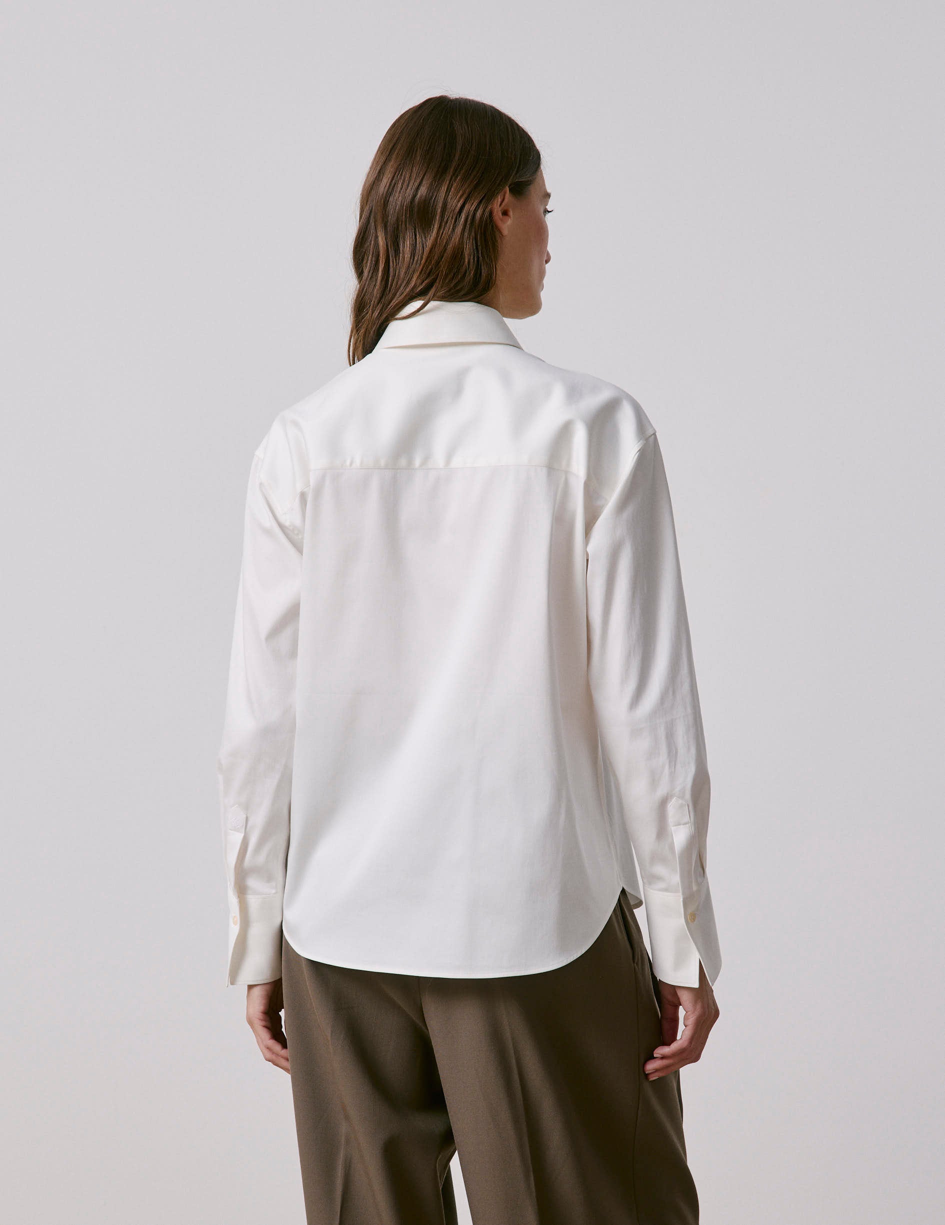 Ecru Perle shirt - Satin - Long Collar