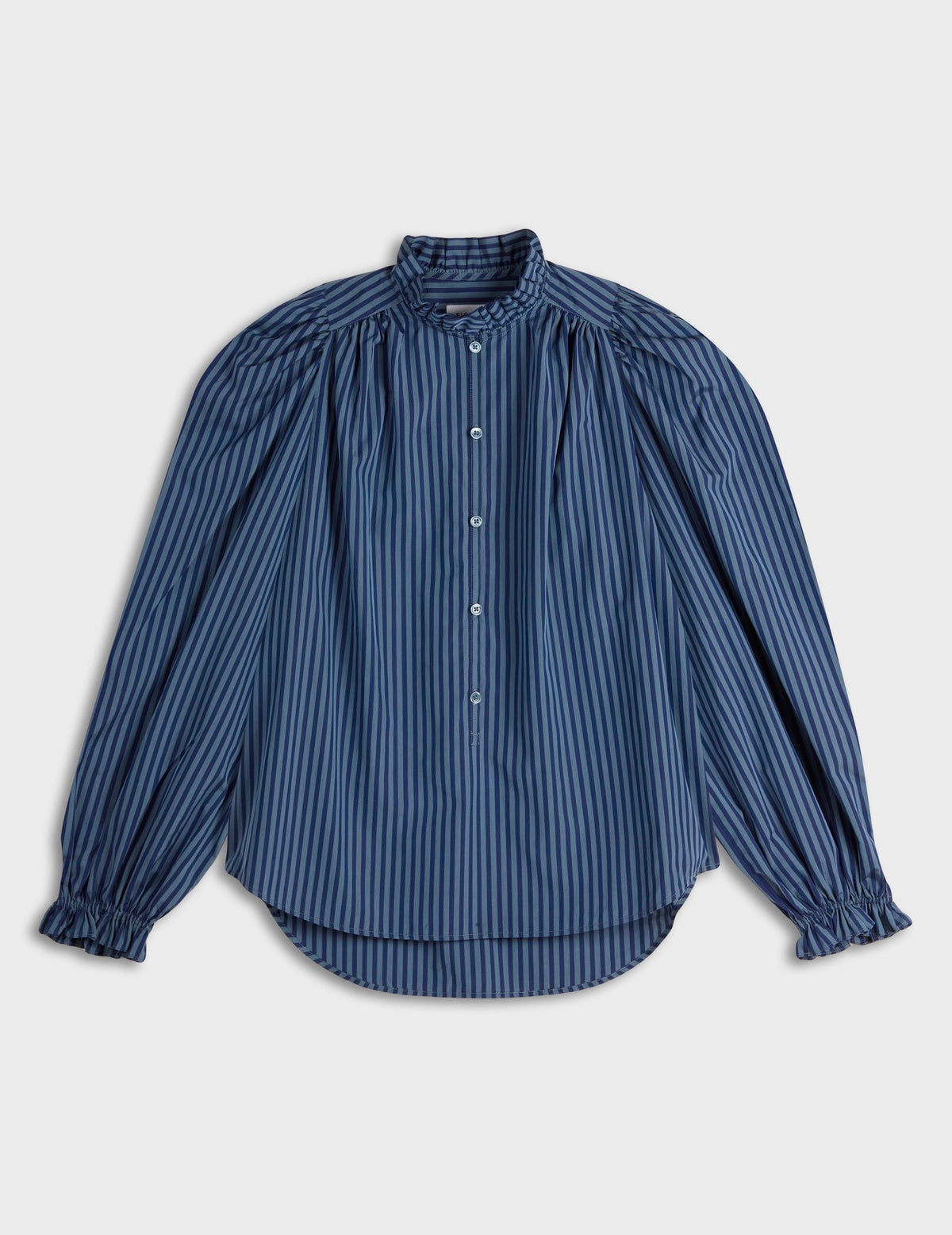 Blue striped Phillie blouse - Poplin - Victorian Collar
