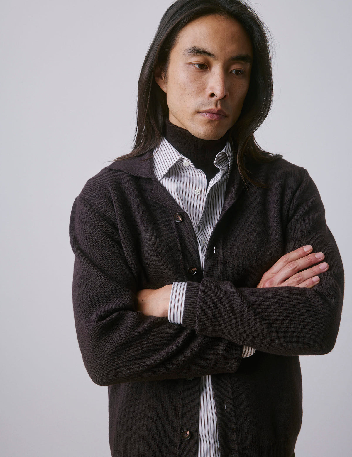 Brown merino wool Prince cardigan