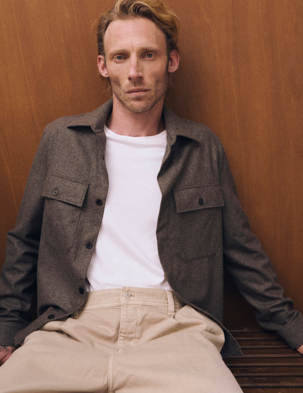 Taupe flannel Maxime overshirt