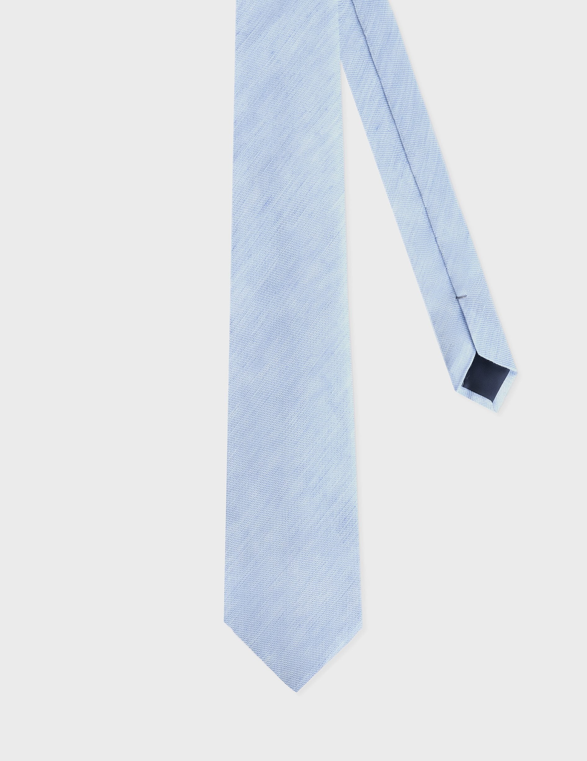 Tie in blue linen twill and silk