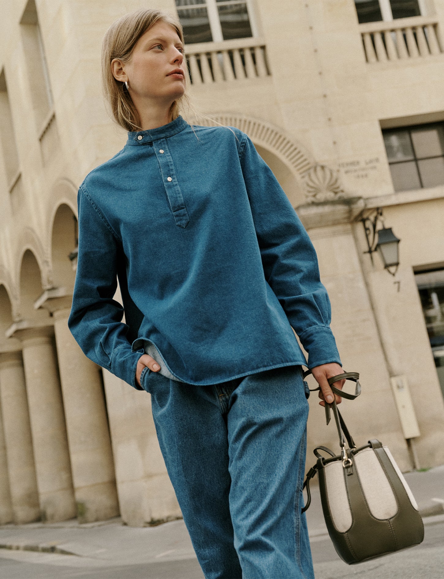 Denim Palais Royal shirt - Denim - Officer Collar