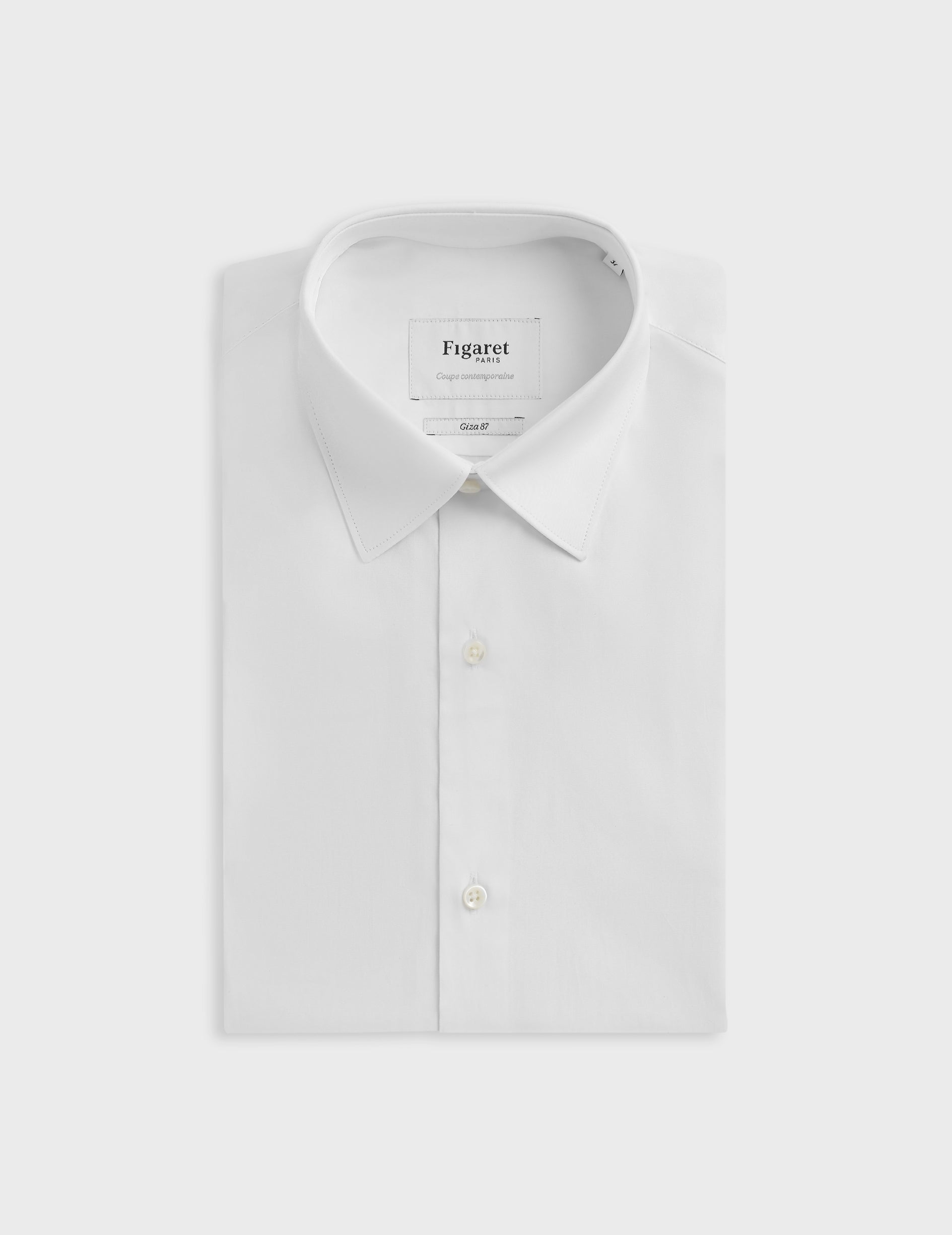 Semi-fitted white Prestige shirt - Poplin - Figaret Collar Semi-fitted white Prestige shirt - Poplin - Figaret Collar