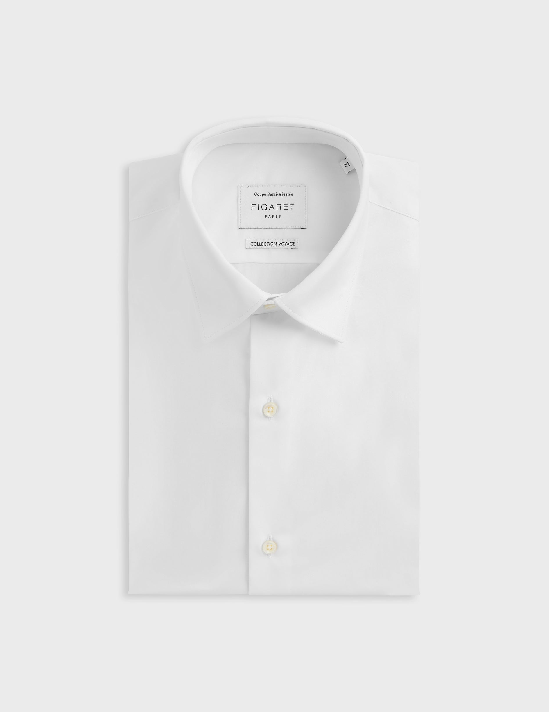 semi-fitted White easy-iron shirt - Poplin - Figaret Collar - Easy-iron