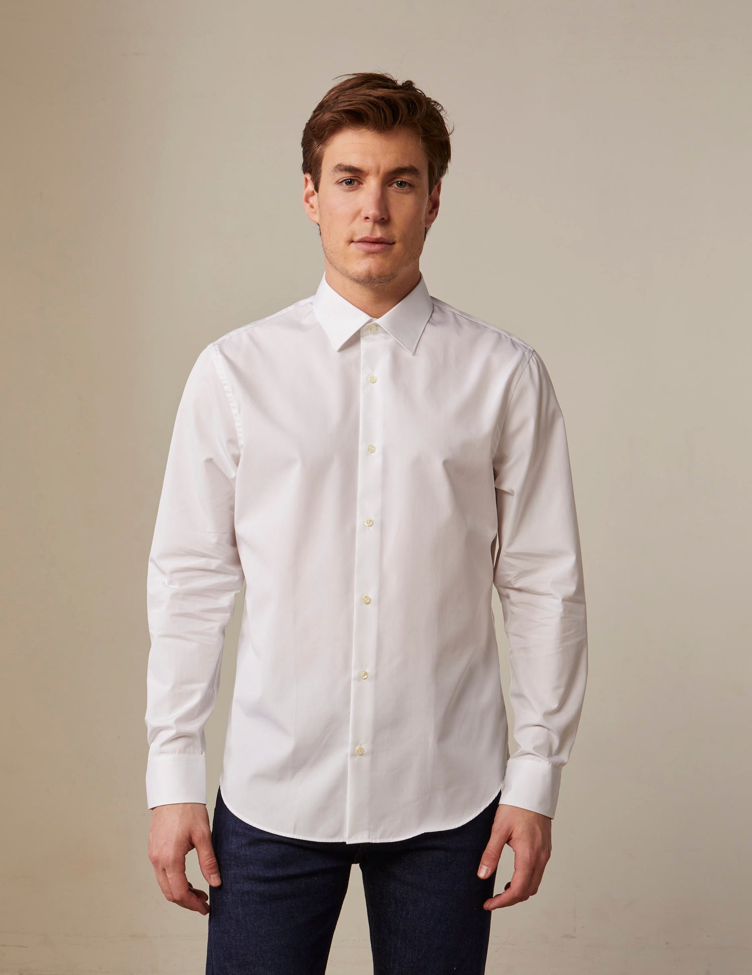 semi-fitted White easy-iron shirt - Poplin - Figaret Collar - Easy-iron#3