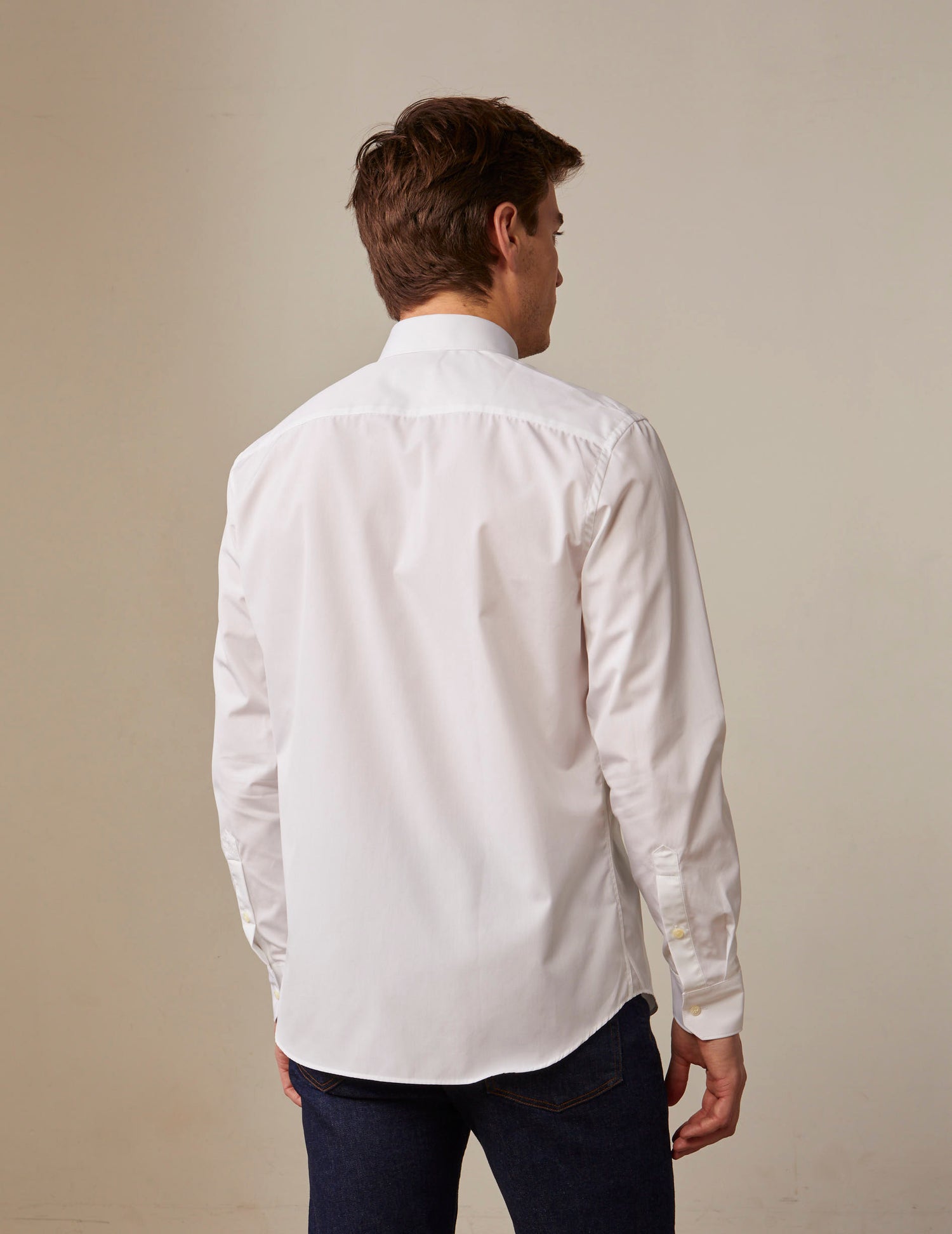 semi-fitted White easy-iron shirt - Poplin - Figaret Collar - Easy-iron#4