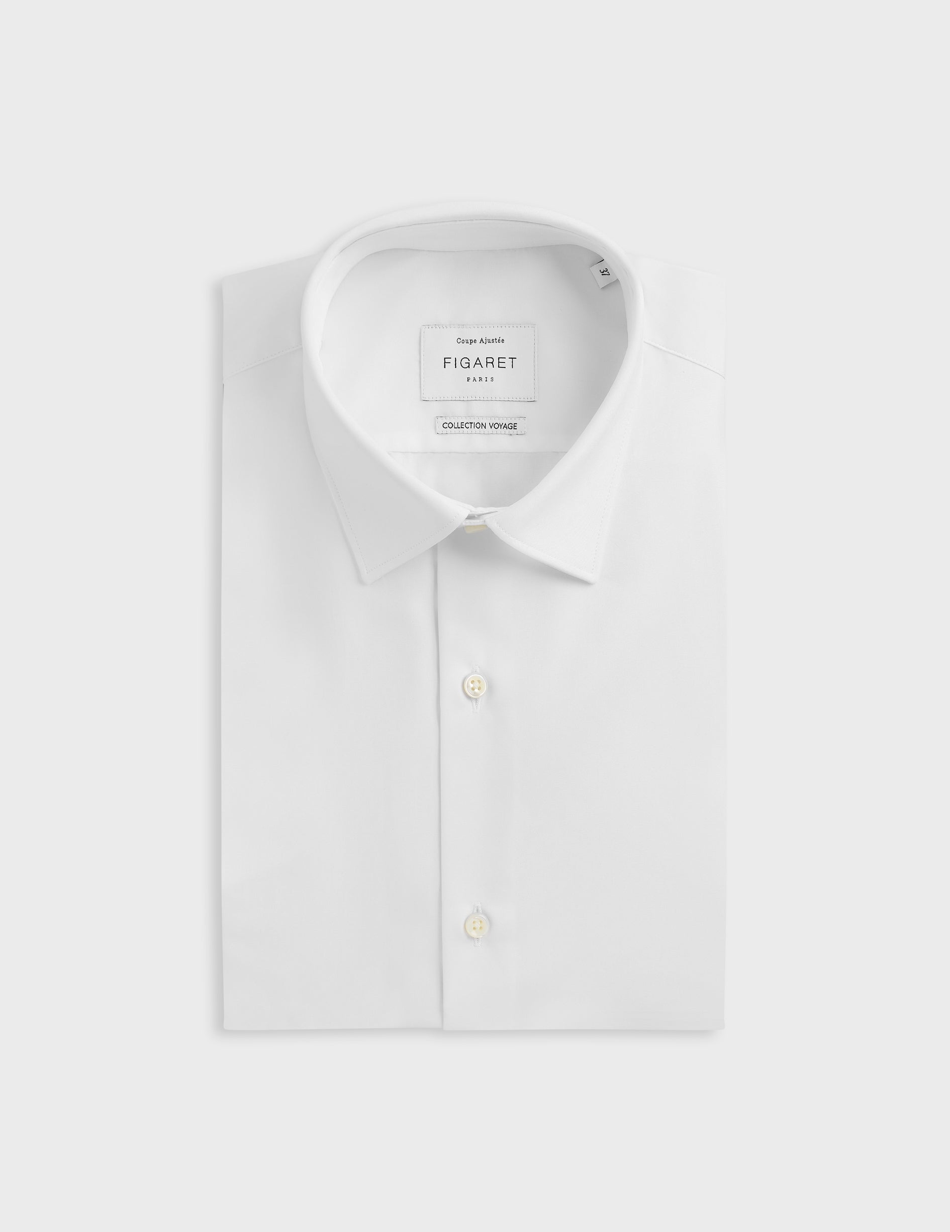 Fitted white easy-iron shirt - Poplin - Figaret Collar - Easy-iron