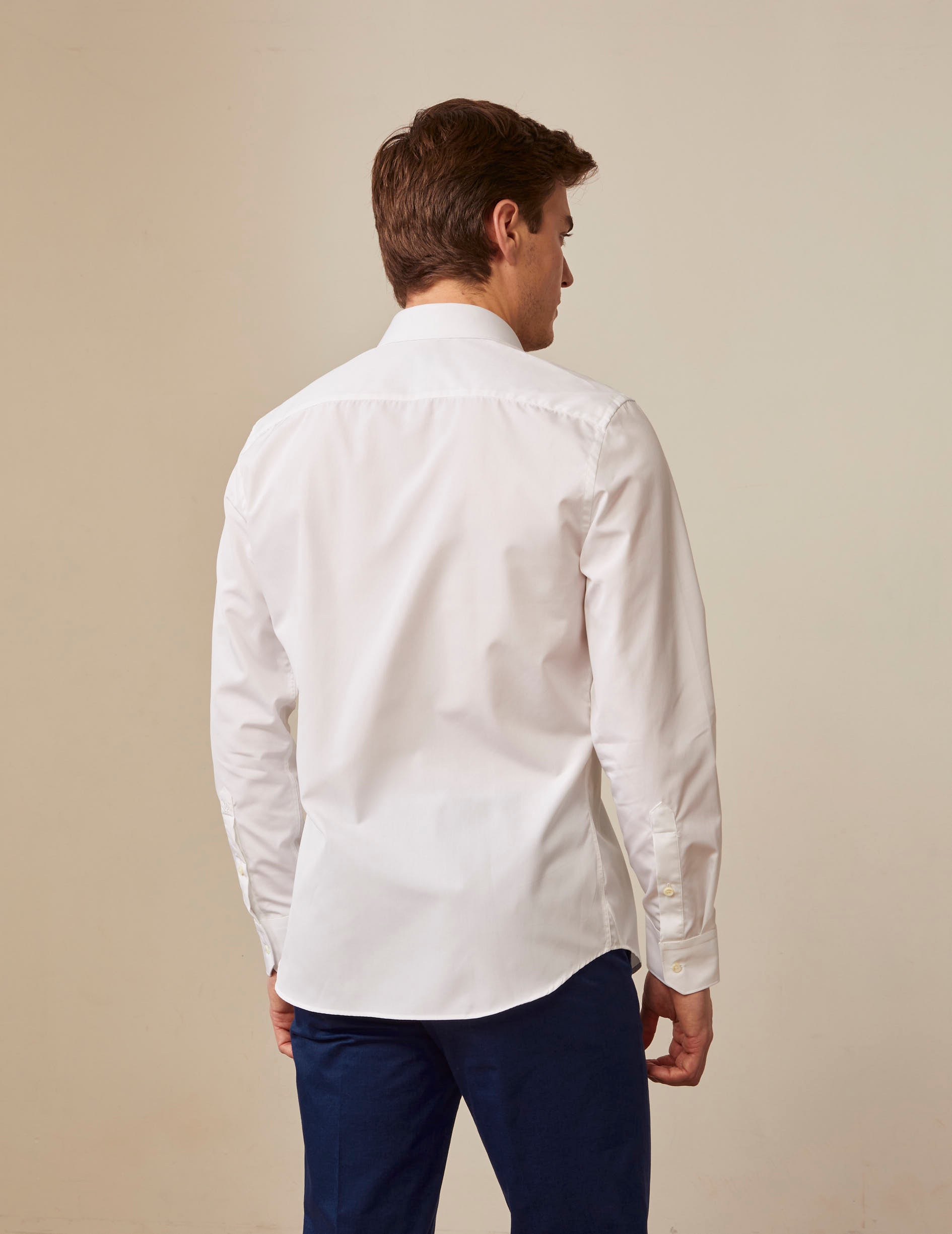 Fitted white easy-iron shirt - Poplin - Figaret Collar - Easy-iron