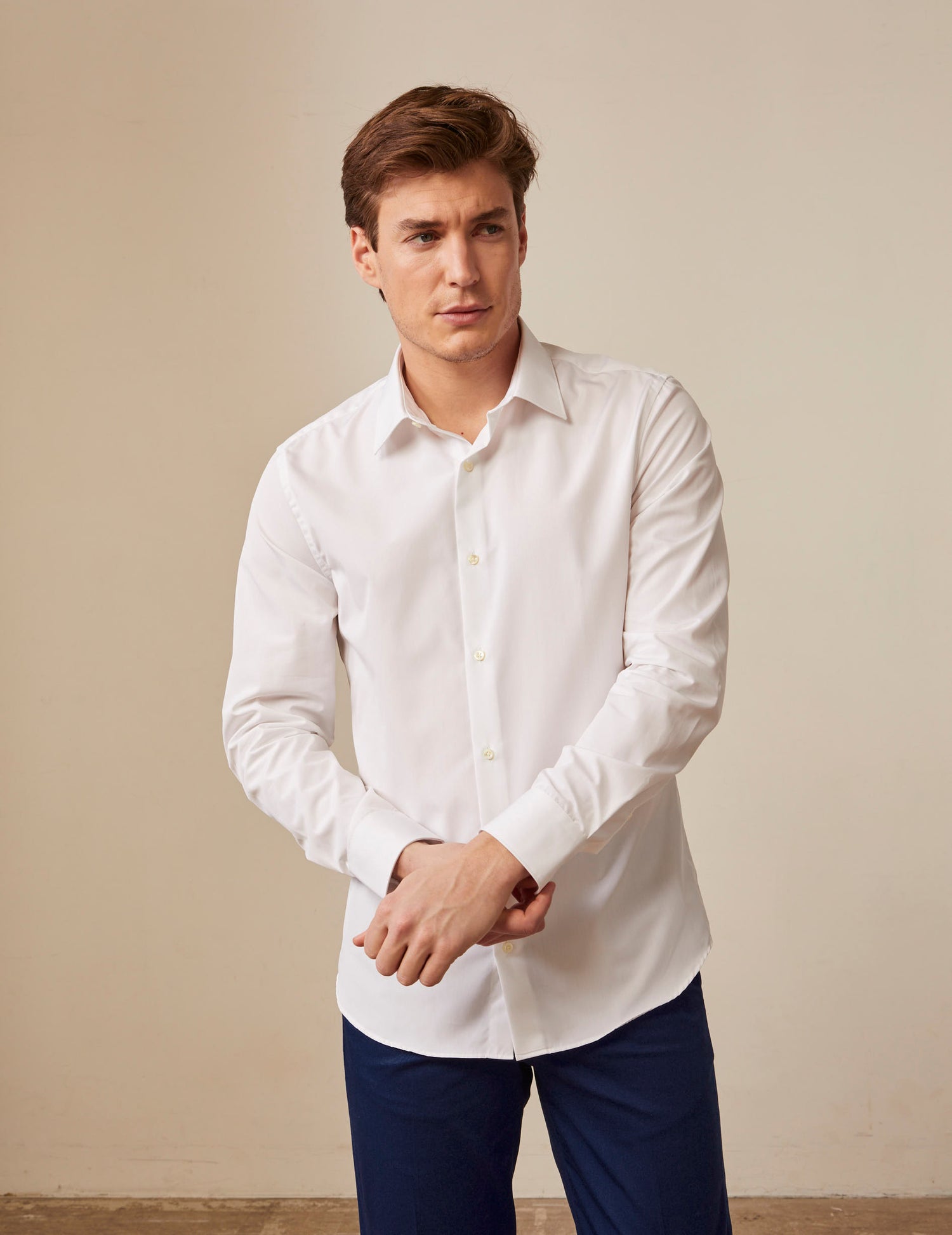 Fitted white easy-iron shirt - Poplin - Figaret Collar - Easy-iron#3