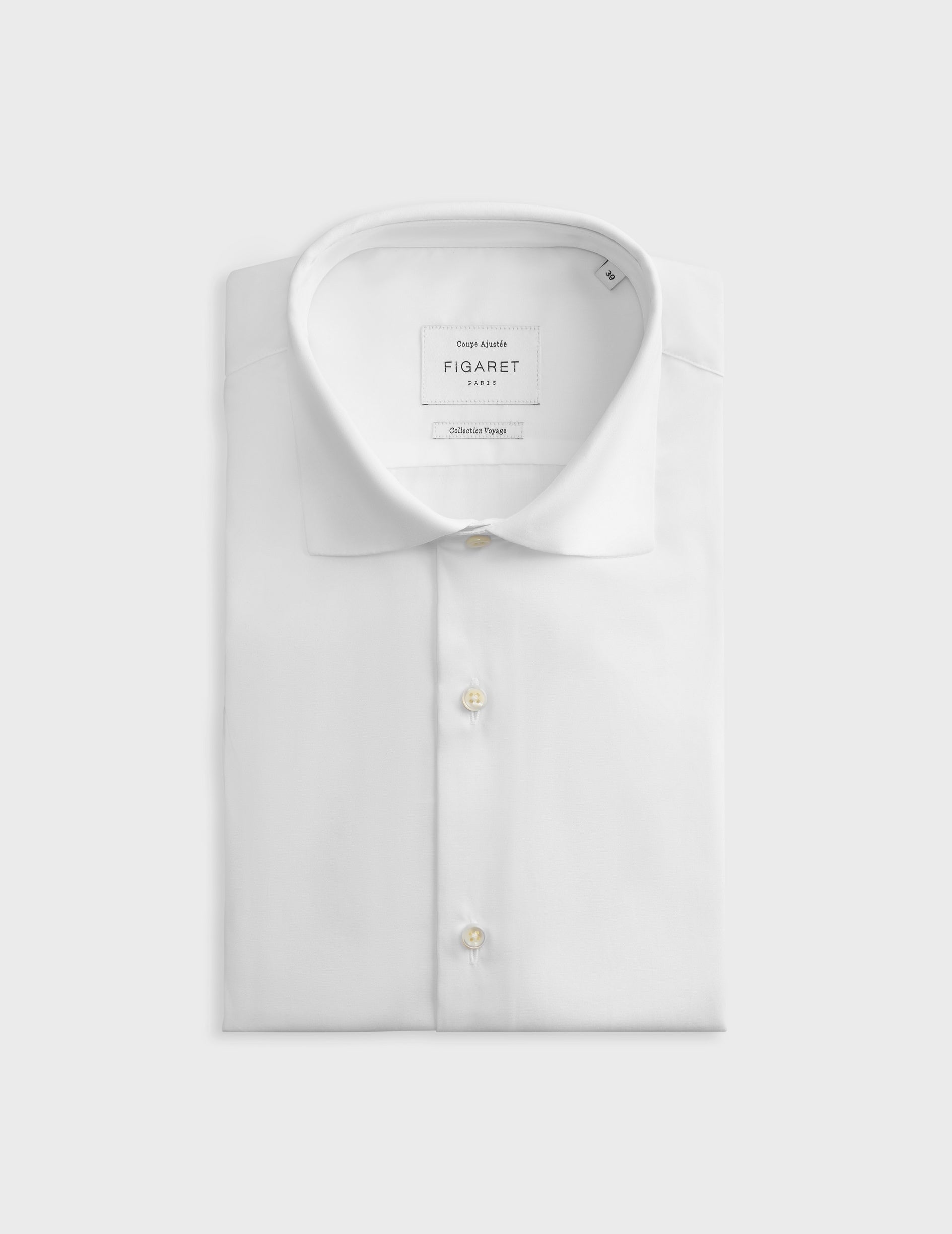 Fitted white easy-iron shirt - Poplin - Italian Collar - Easy-iron