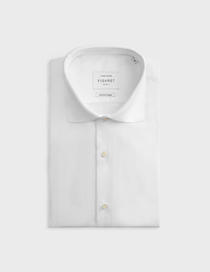 Fitted white easy-iron shirt