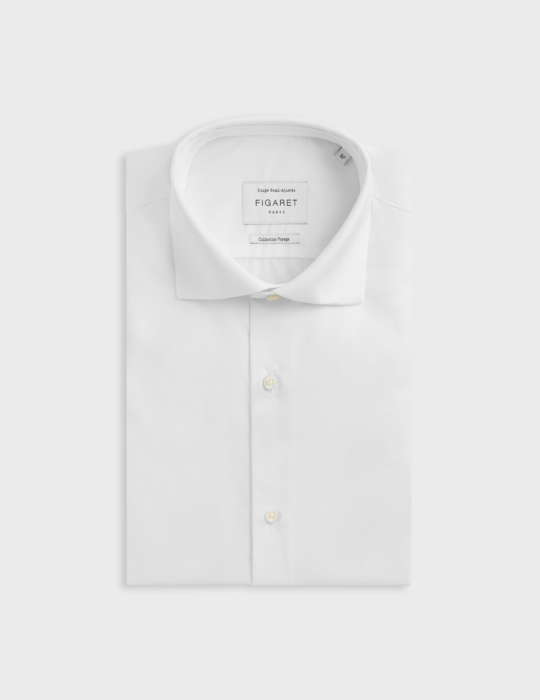 Semi-fitted white easy-iron shirt - Poplin - Italian Collar - Easy-iron