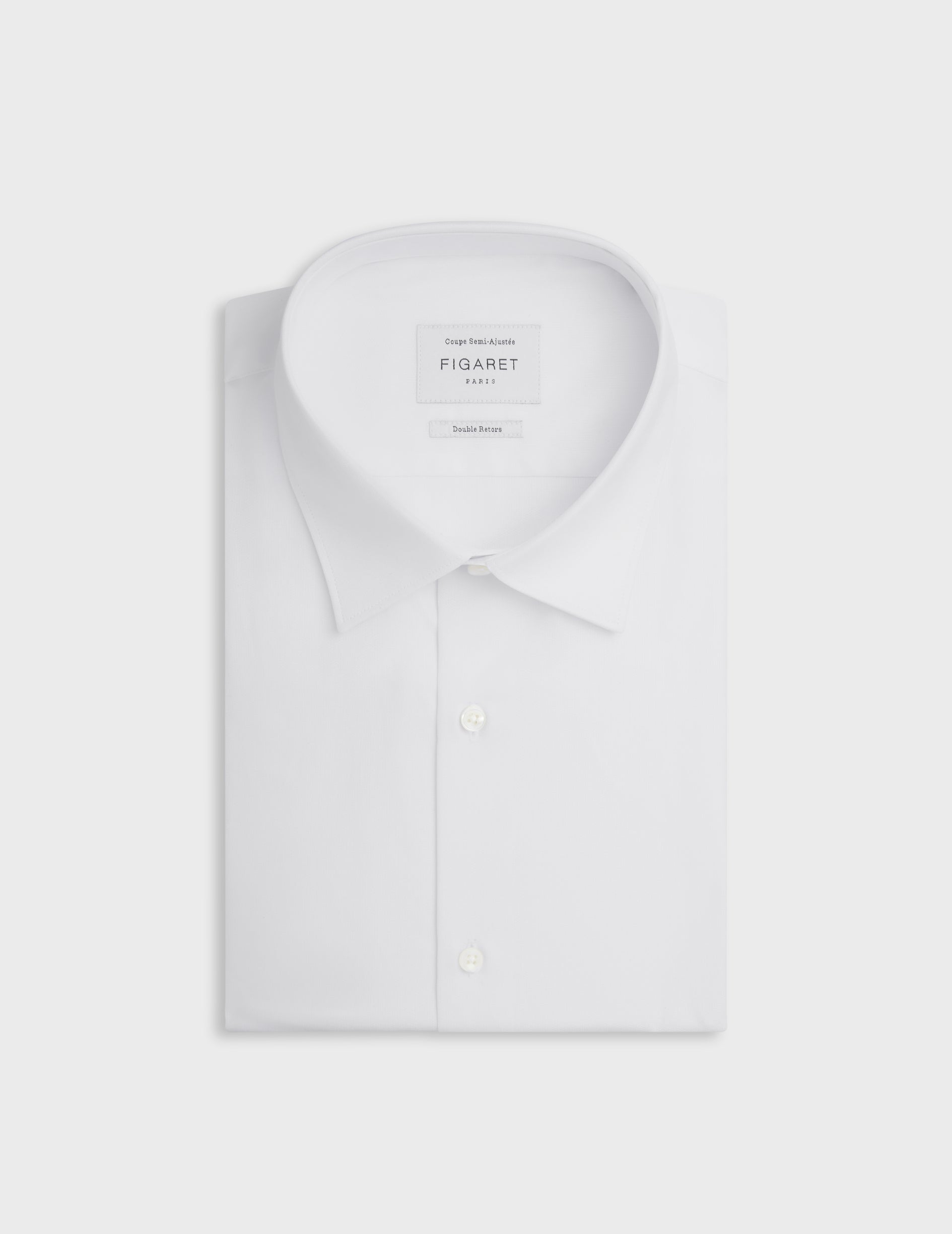 Semi-fitted white shirt - Dobby - Figaret Collar